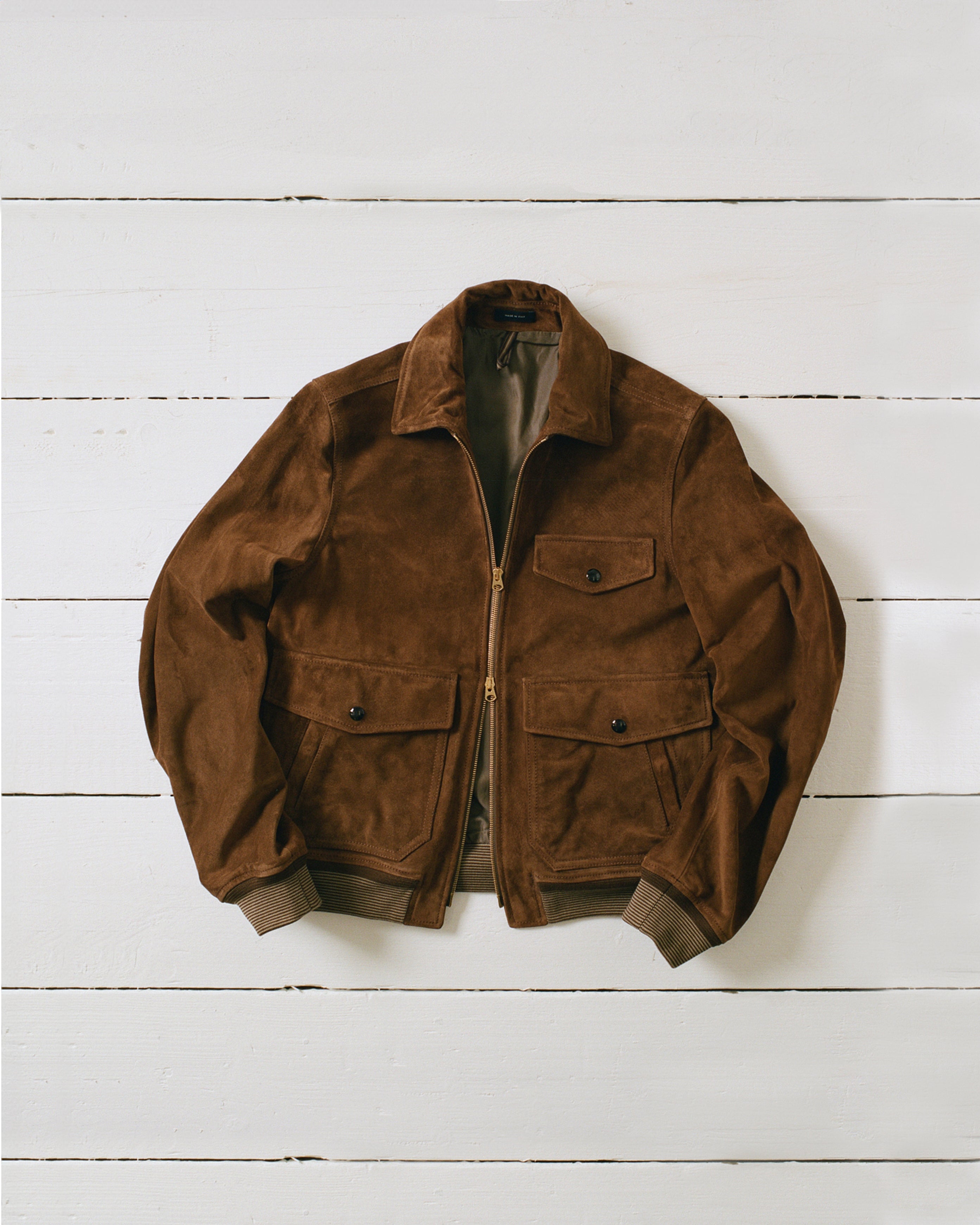 Tobacco Heavyweight Suede A-2 Bomber Jacket