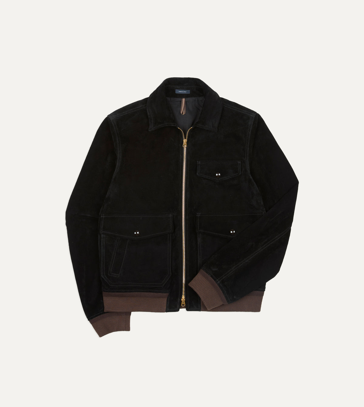 Black Heavyweight Suede A-2 Bomber Jacket