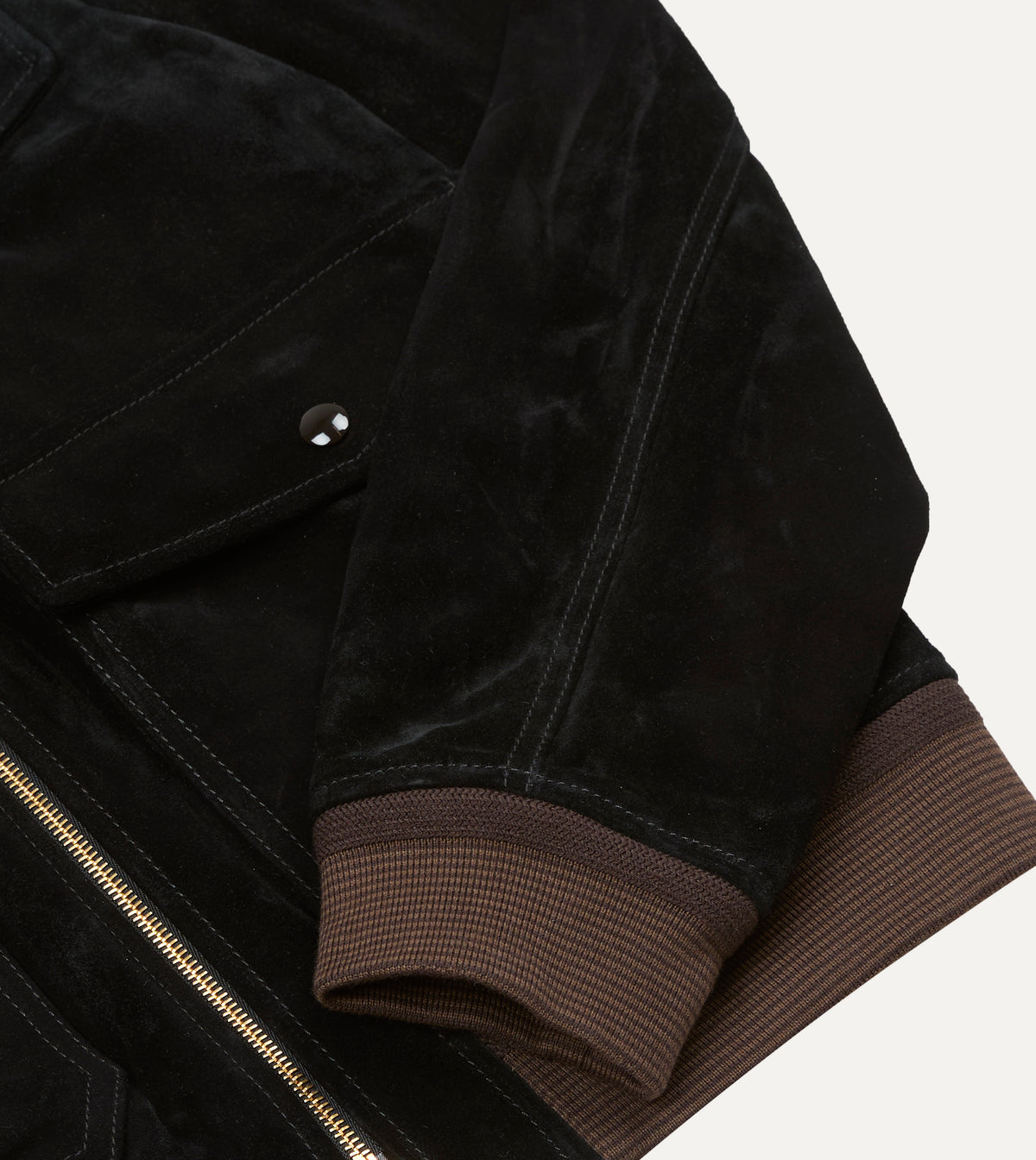 Black Heavyweight Suede A-2 Bomber Jacket