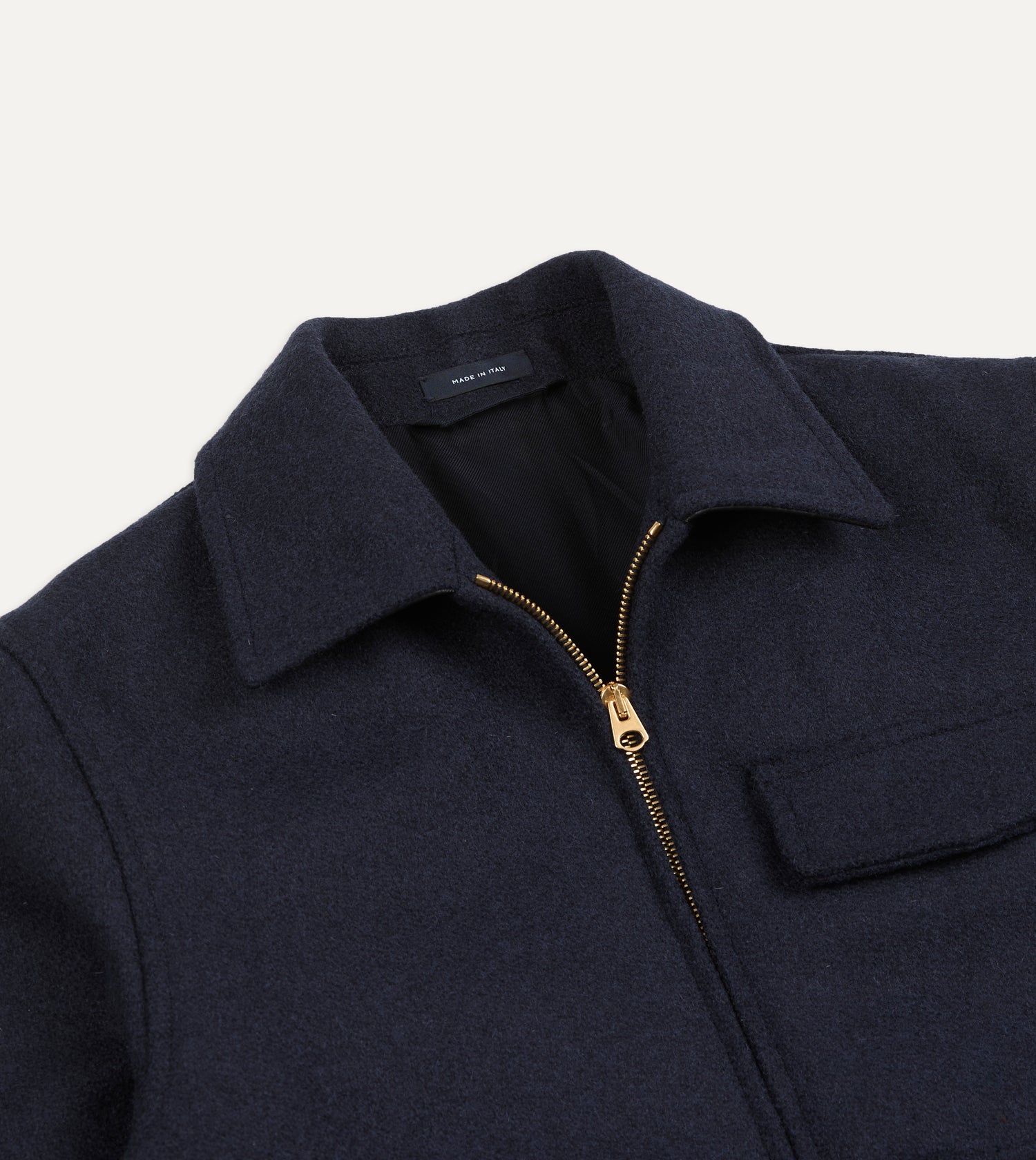 Navy Wool and Leather A-2 Bomber Jacket