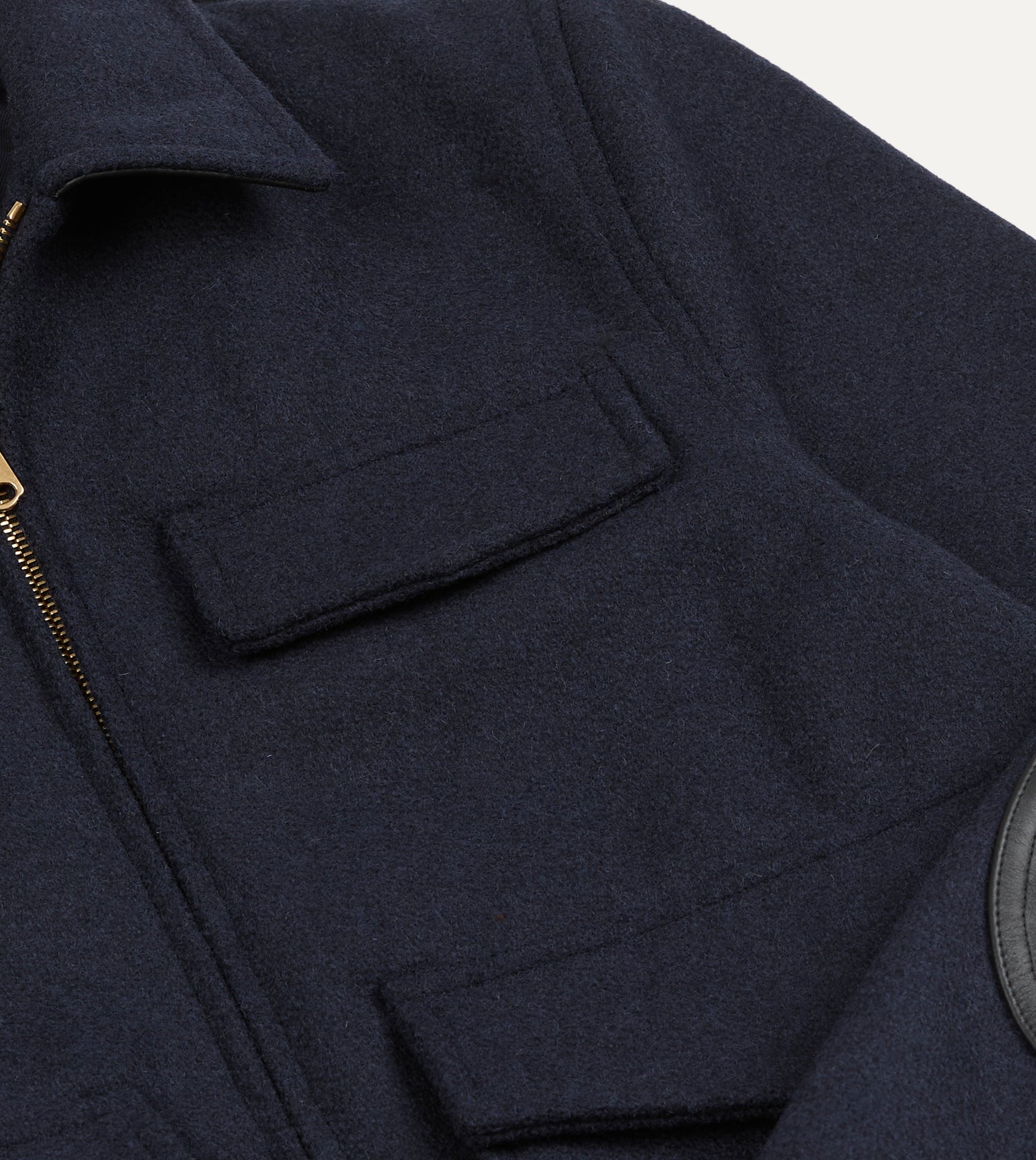 Navy Wool and Leather A-2 Bomber Jacket