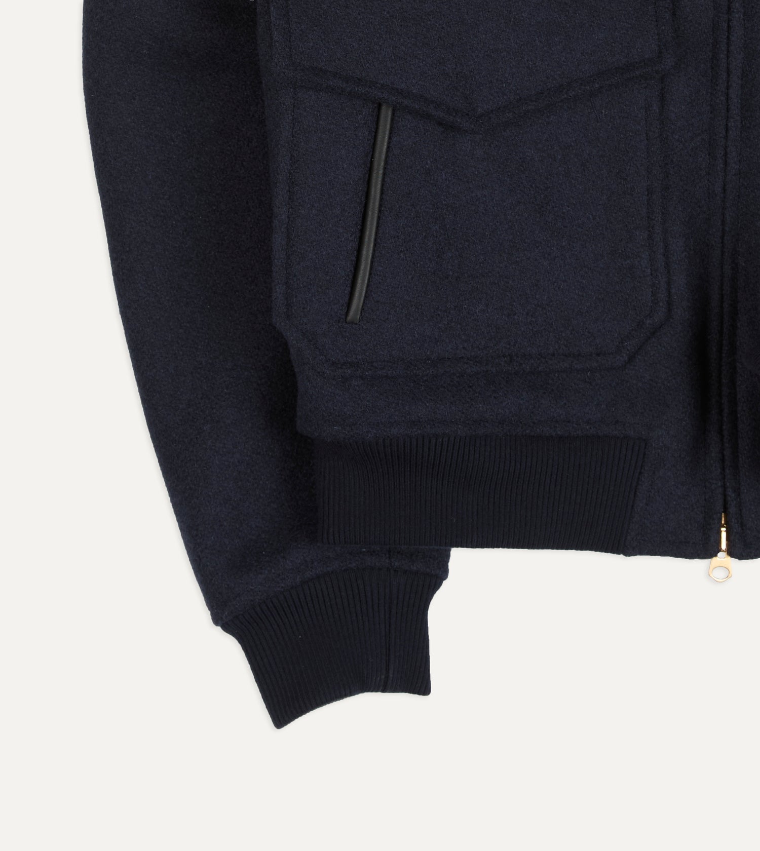 Navy Wool and Leather A-2 Bomber Jacket