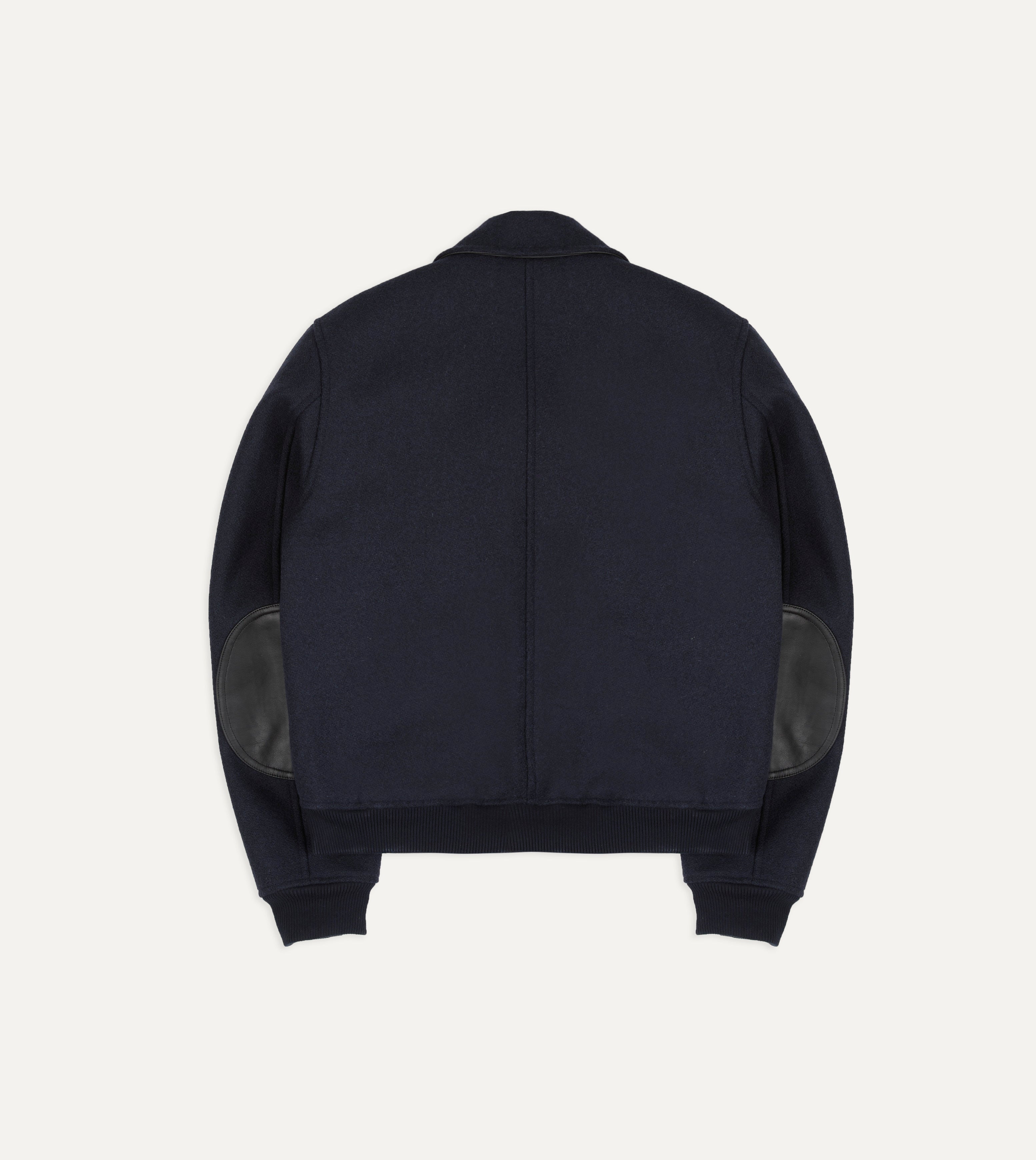 Navy Wool and Leather A-2 Bomber Jacket
