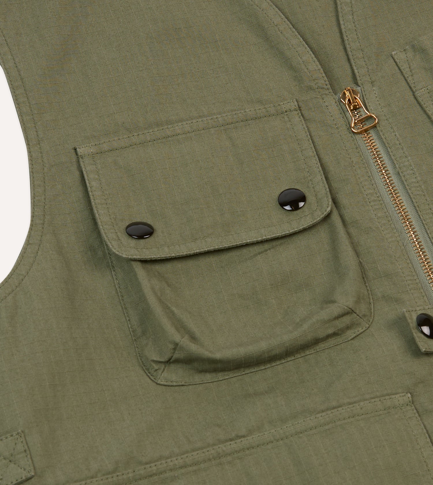 Olive Ripstop Cotton Fishing Vest