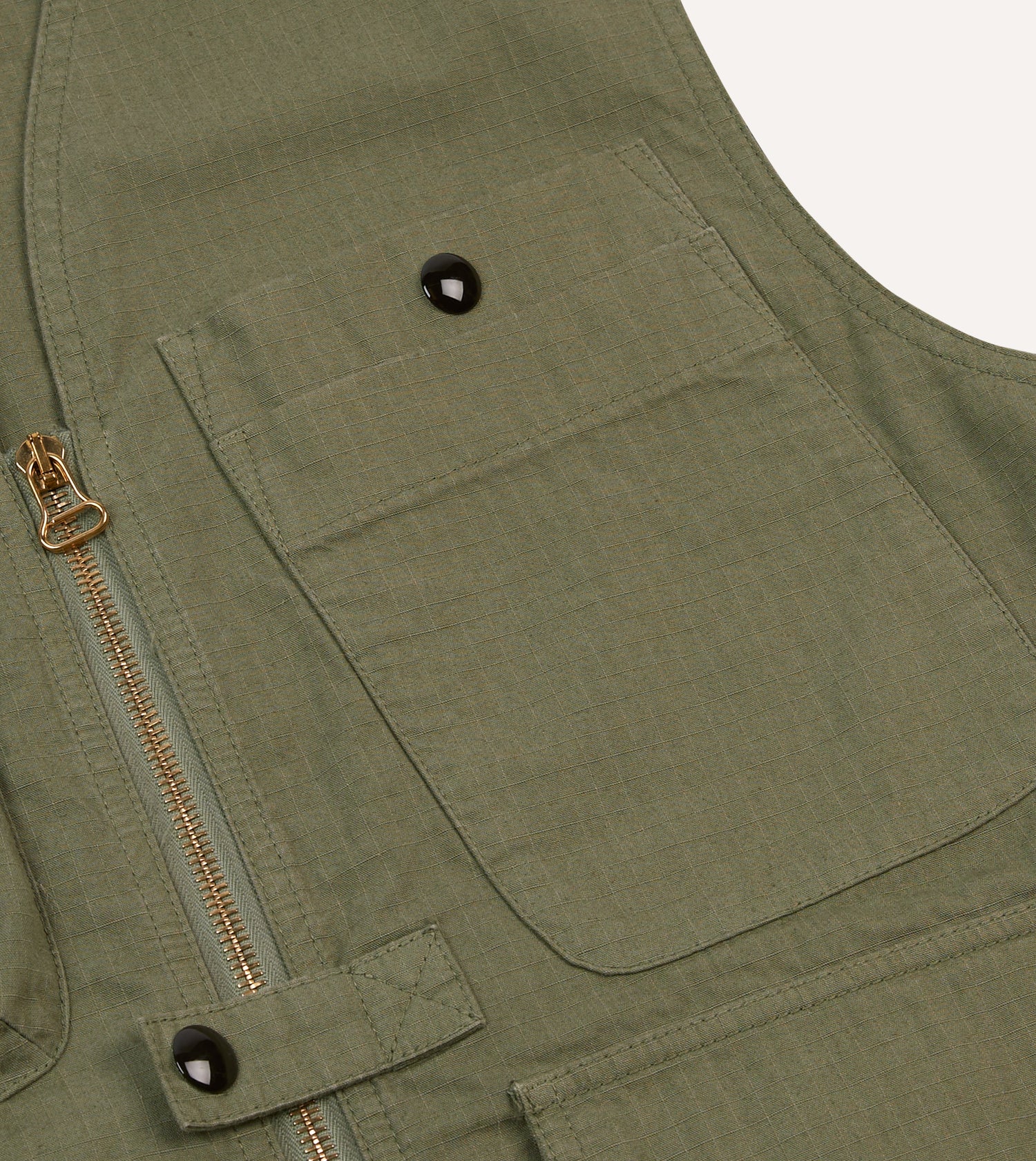 Olive Ripstop Cotton Fishing Vest