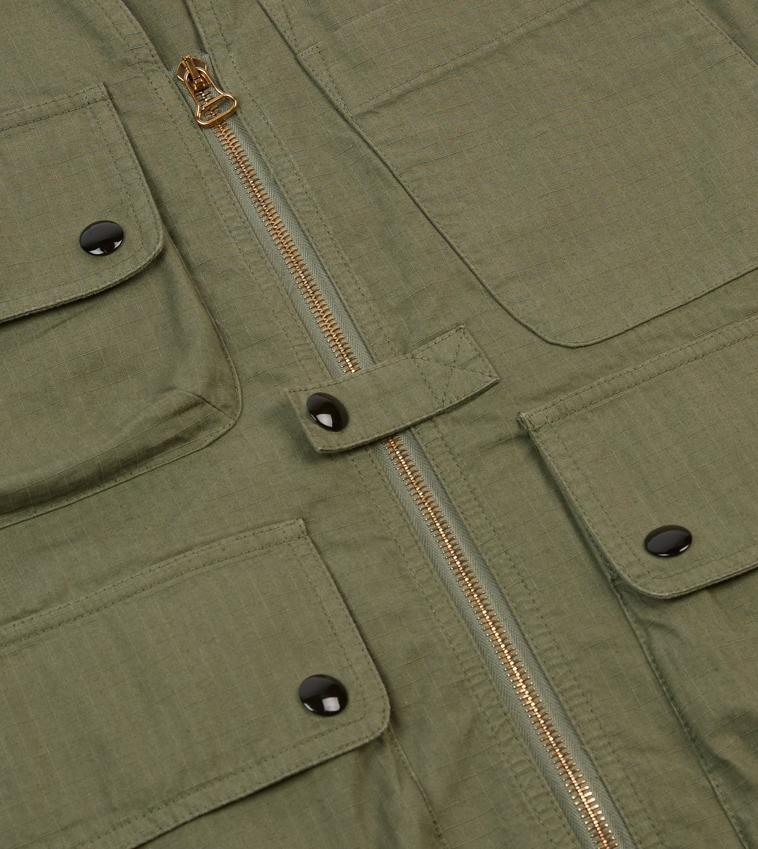 Olive Ripstop Cotton Fishing Vest