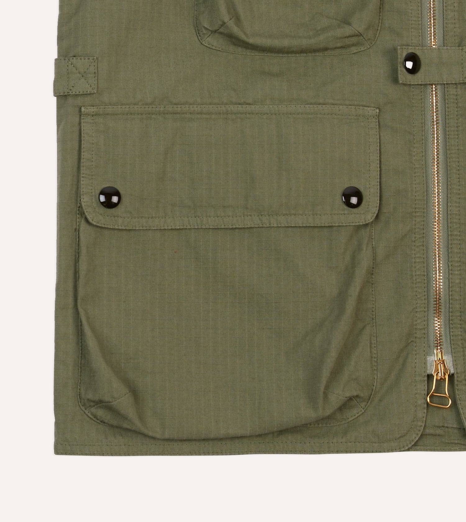 Olive Ripstop Cotton Fishing Vest