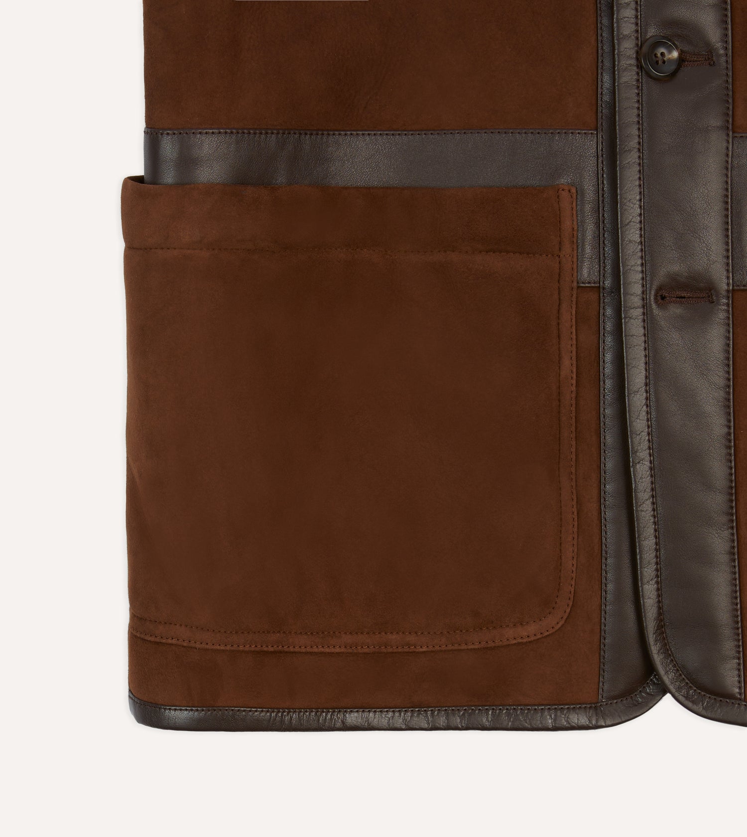 Dark Brown Suede Shearling Vest