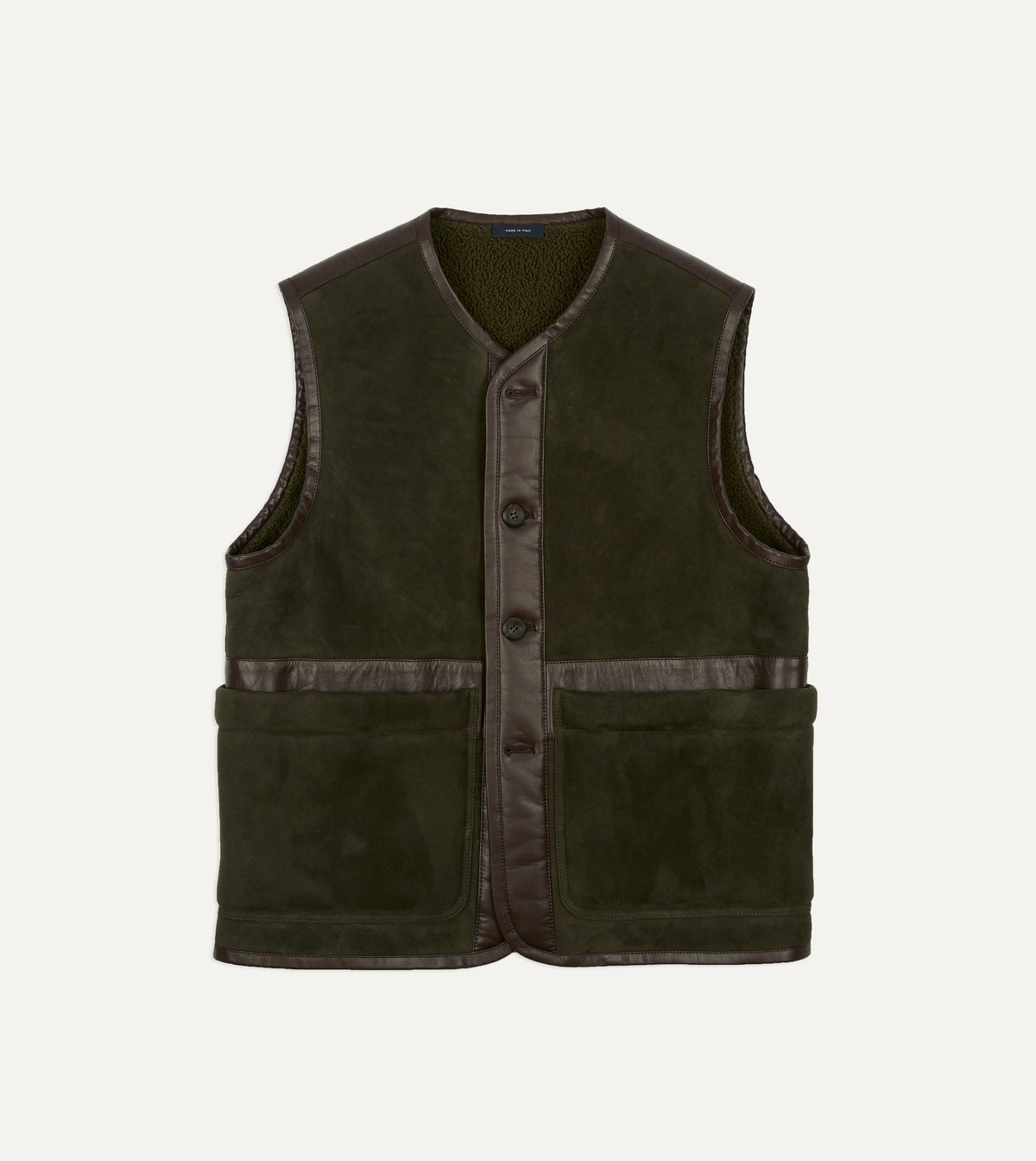 Green Suede Shearling Vest