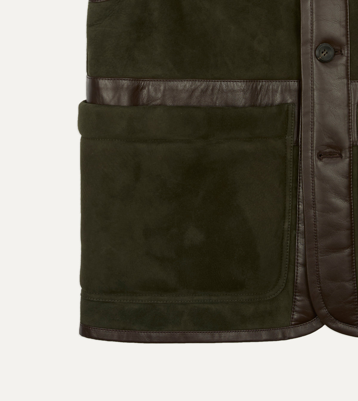 Green Suede Shearling Vest