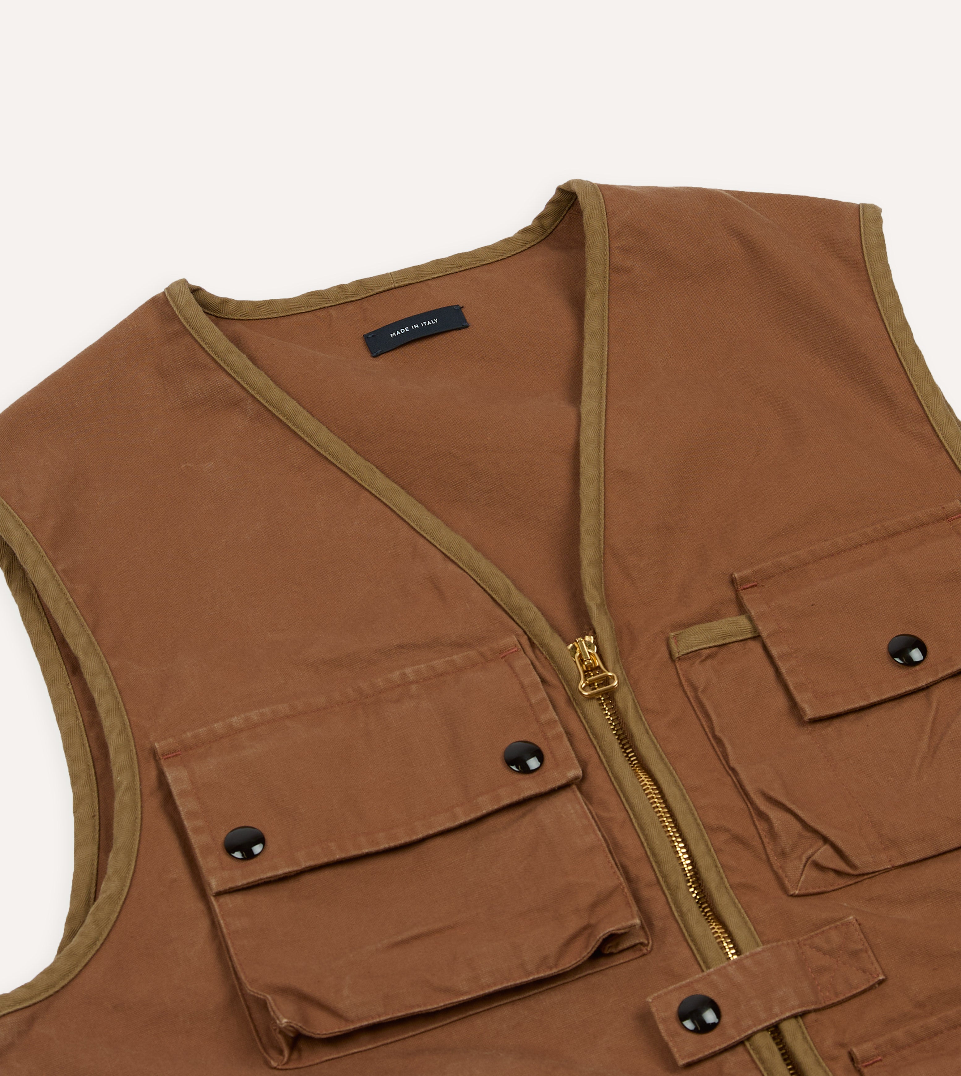 Rust Cotton Urban Safari Vest – Drakes US