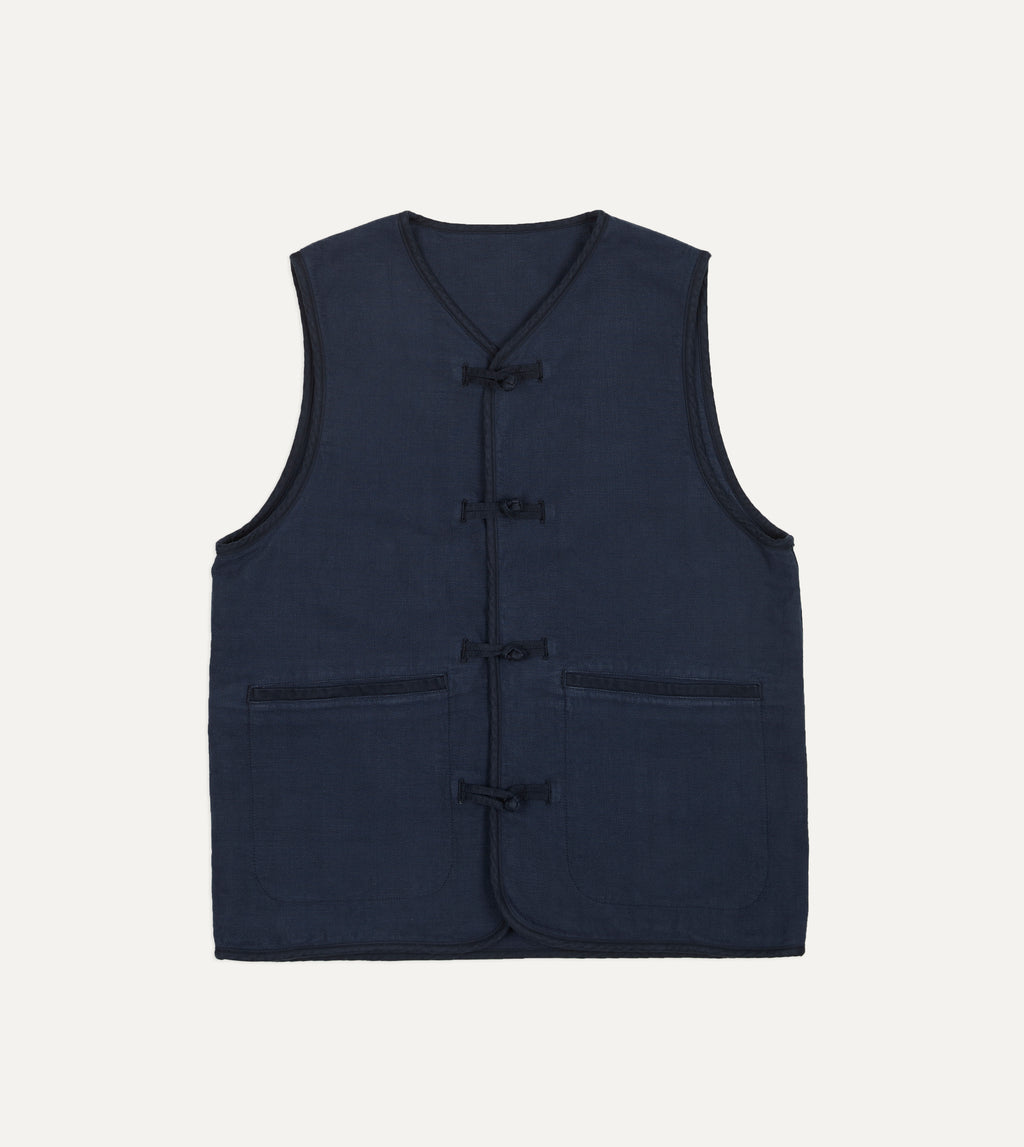 Navy Cotton Artist Vest – Drakes US