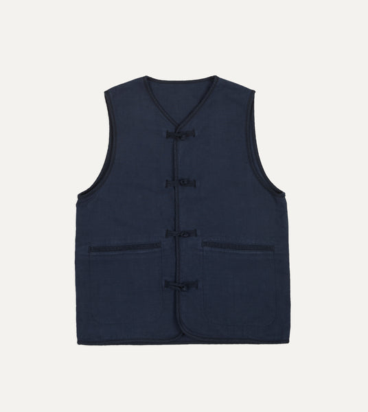 [OPTSTUFF] CREATOR'S VEST (D.NAVY)、L Navy Cotton Artist Vest – Drakes US