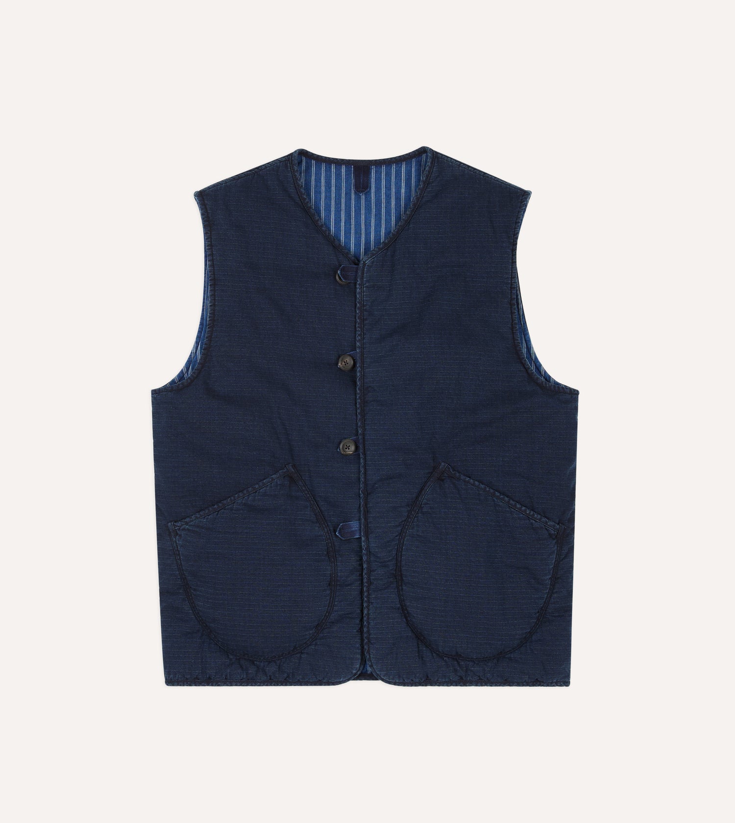Indigo Cotton Wadded Vest