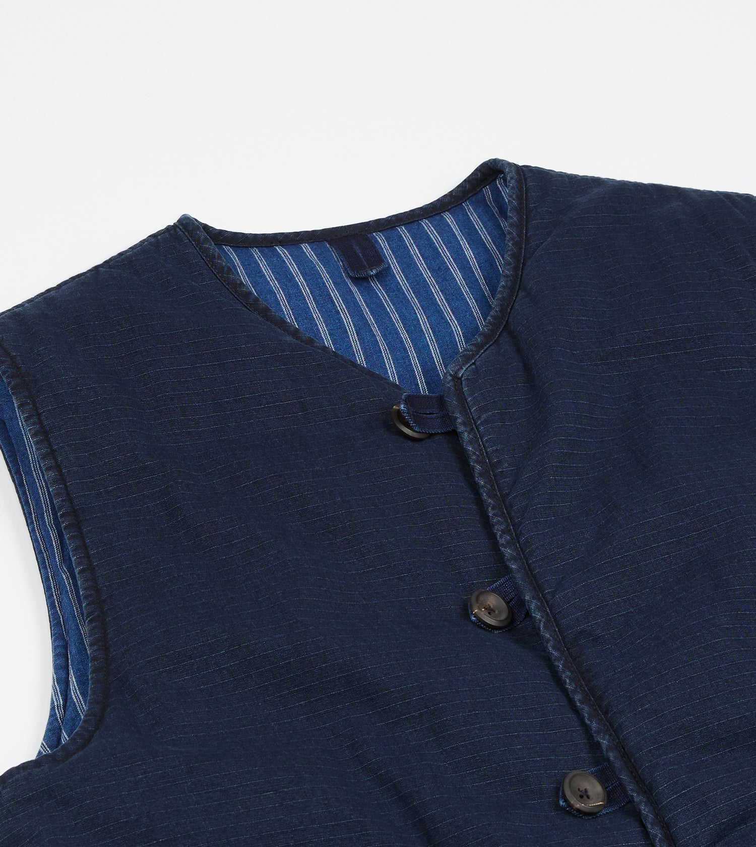 Indigo Cotton Wadded Vest