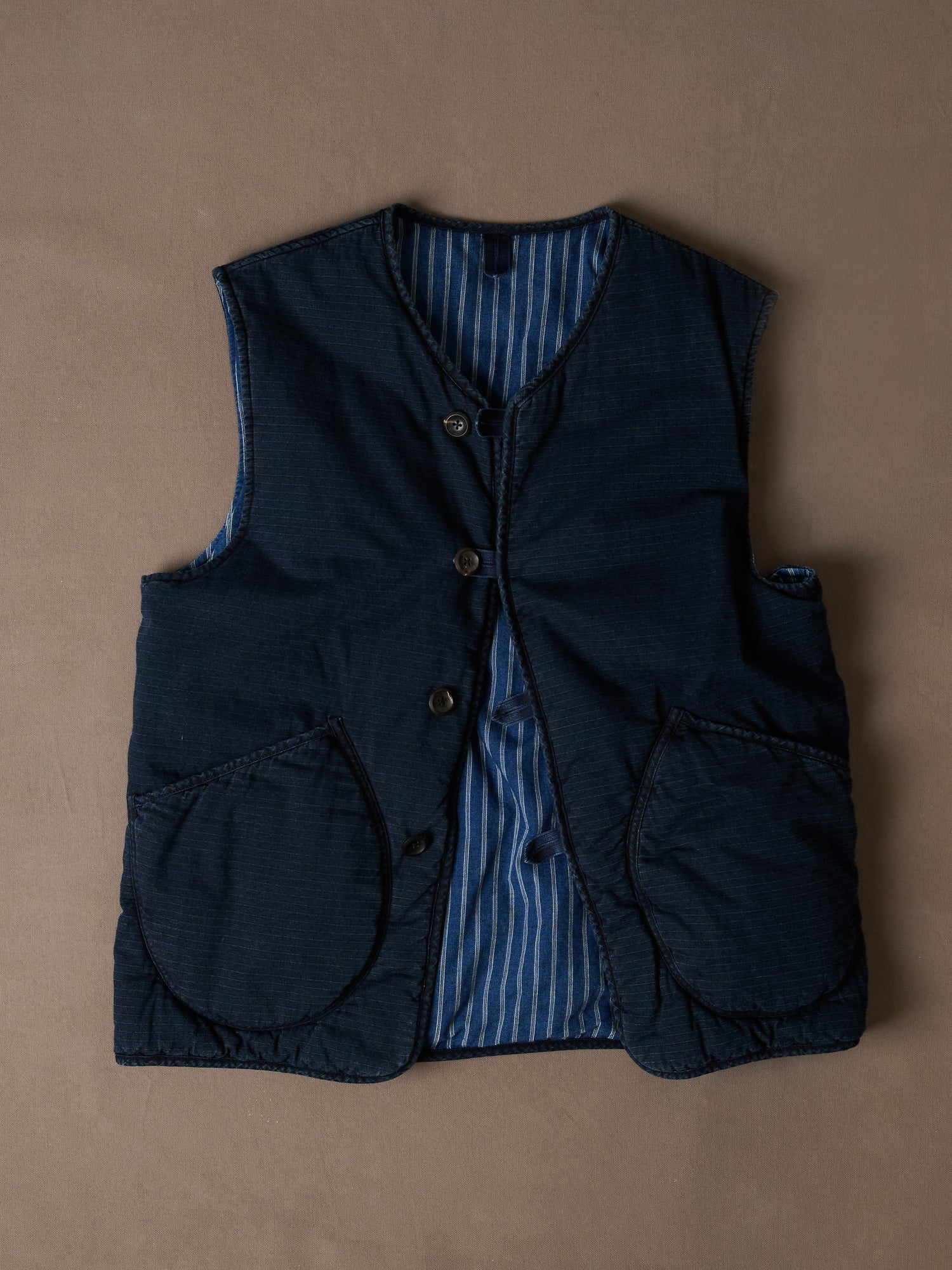 Indigo Cotton Wadded Vest