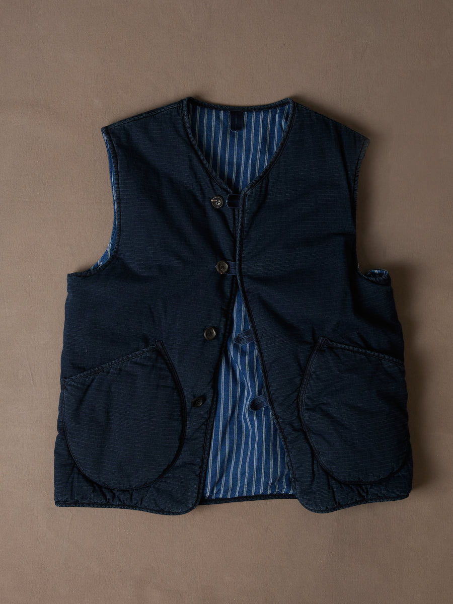 Indigo Cotton Wadded Vest