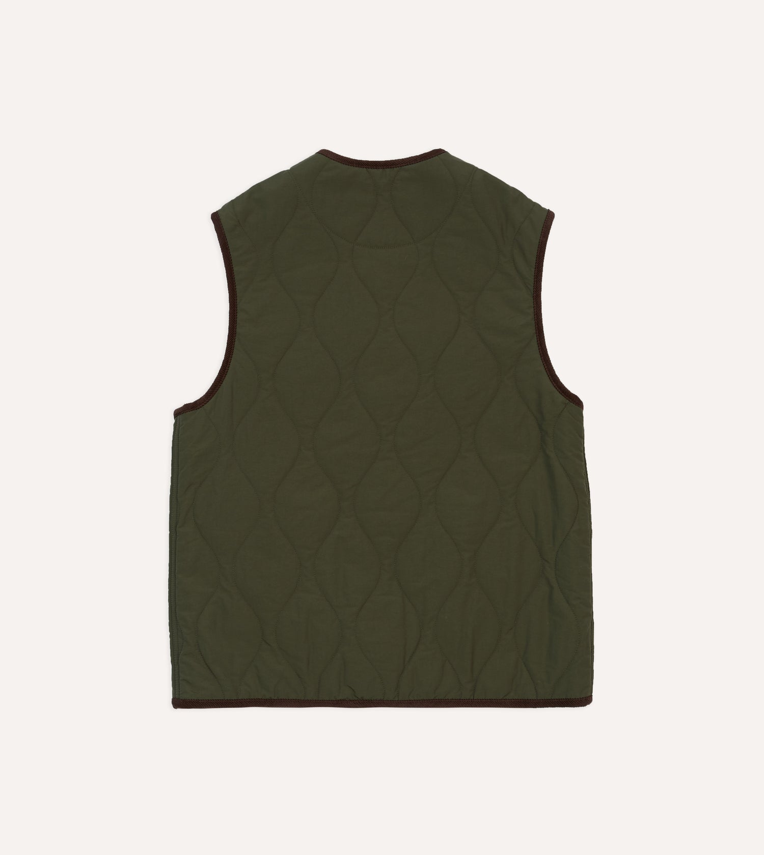 Olive Quilted Nylon Snap Vest