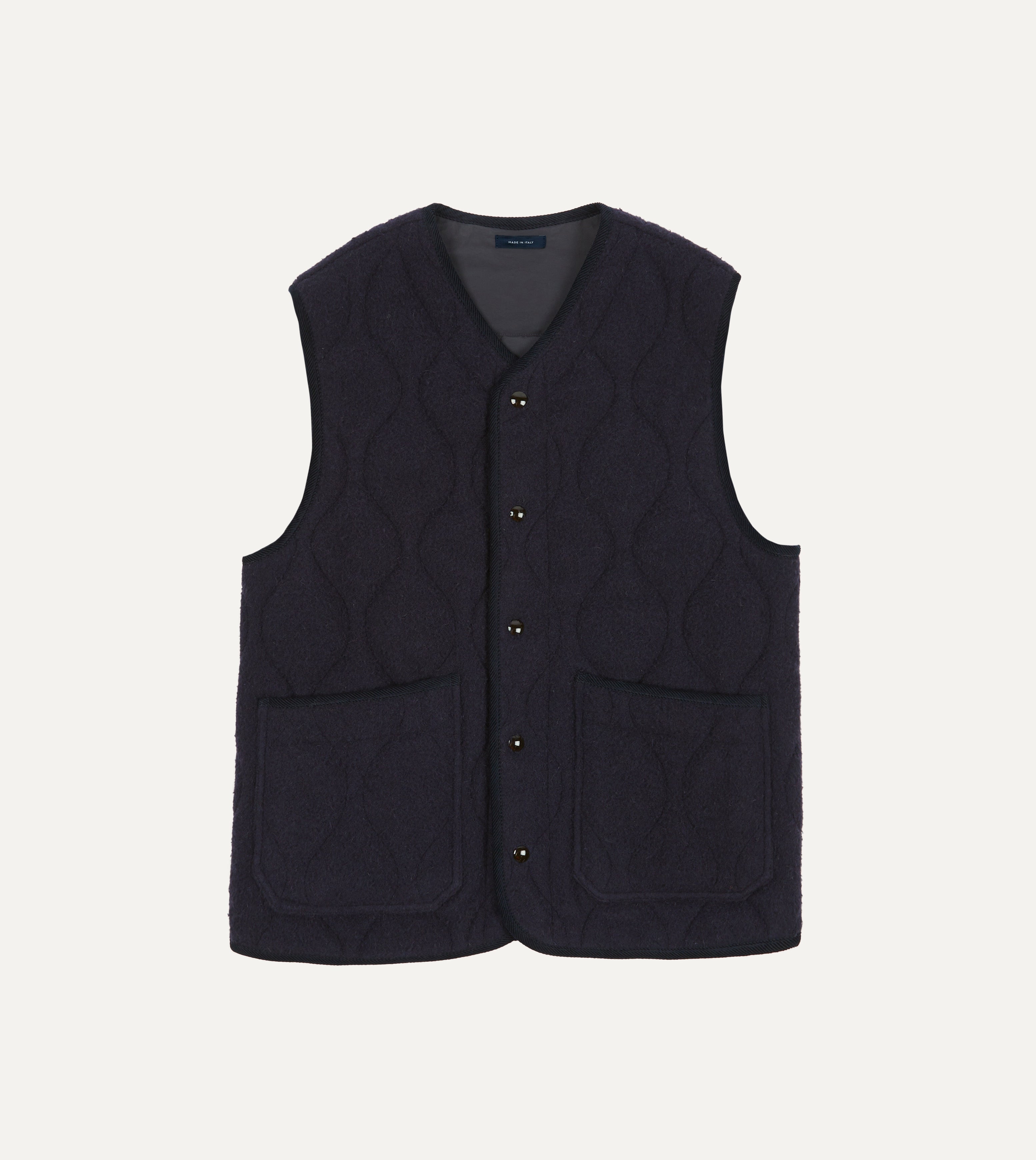 Navy Quilted Casentino Snap Vest – Drakes US