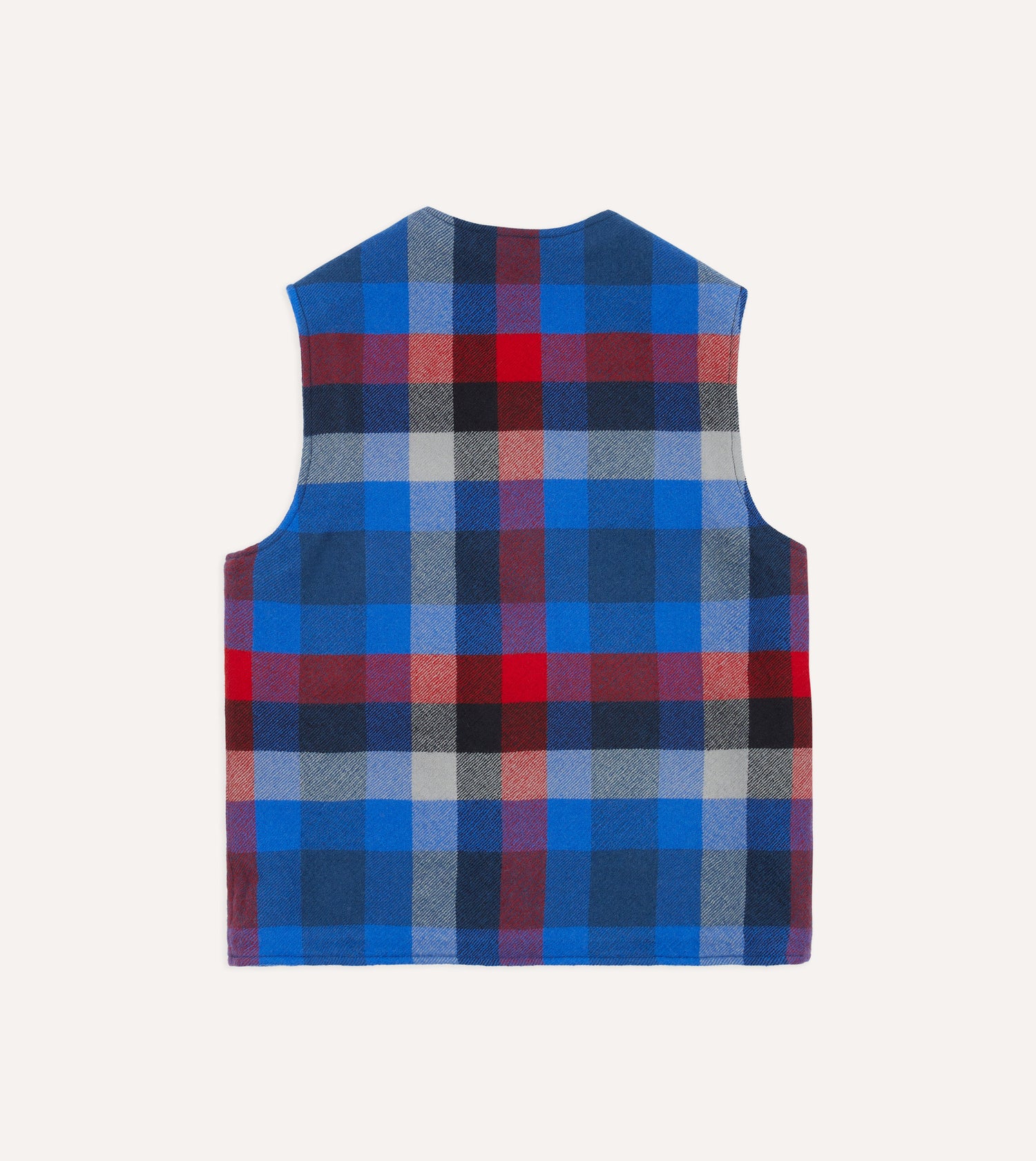 Blue Linen Quilted Snap Vest