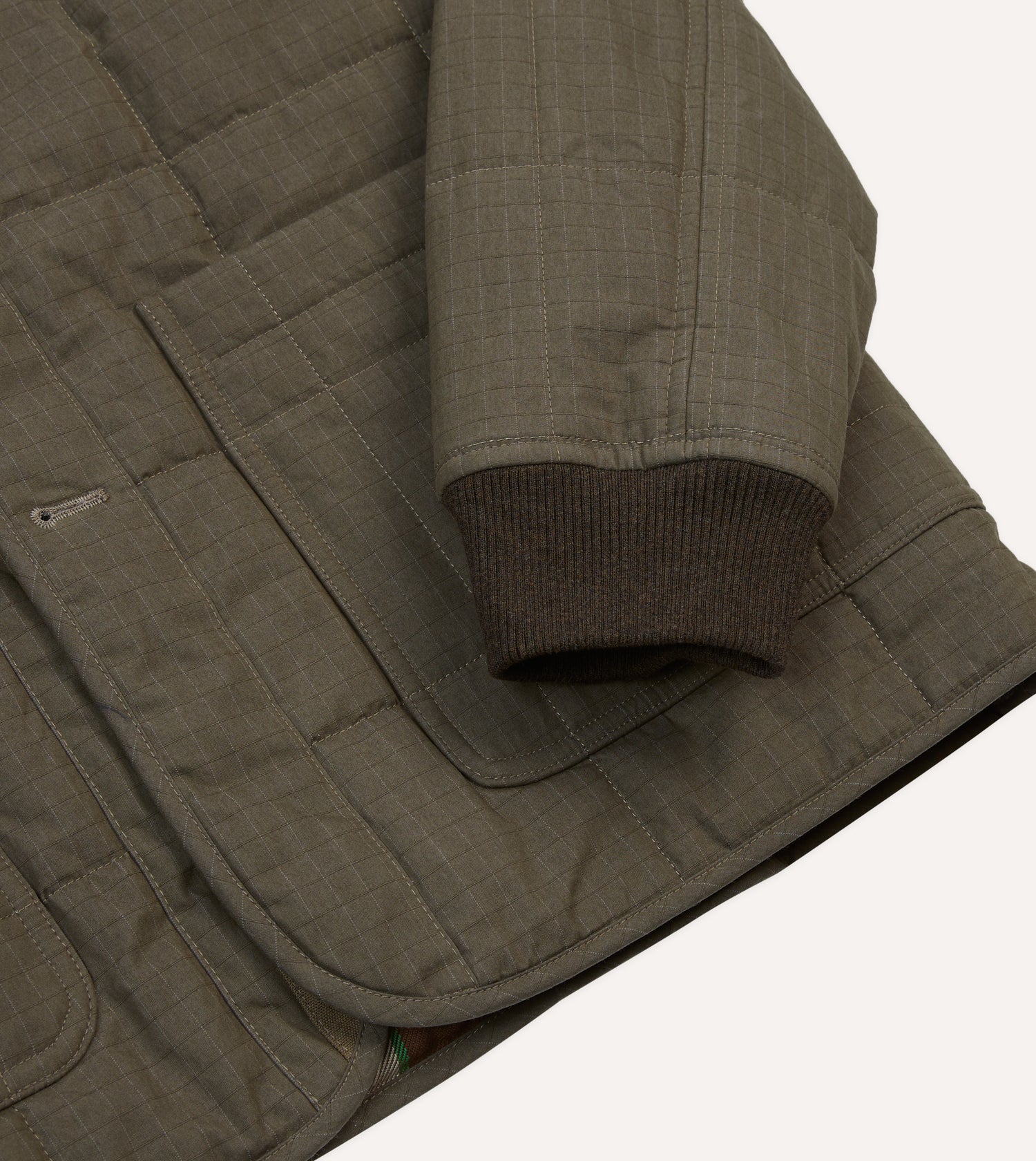 Olive Ripstop Quilted Chore Jacket