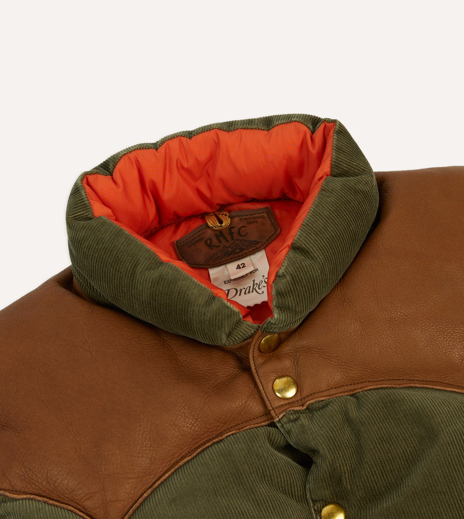 Rocky Mountain Featherbed for Drake's Olive Corduroy Christy Down Vest