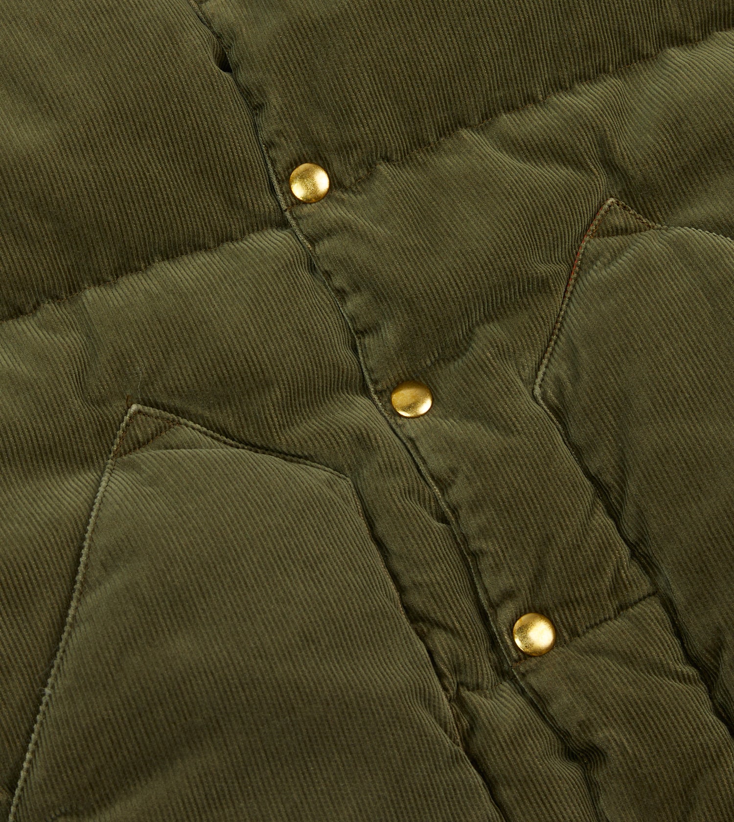 Rocky Mountain Featherbed for Drake's Olive Corduroy Christy Down Vest