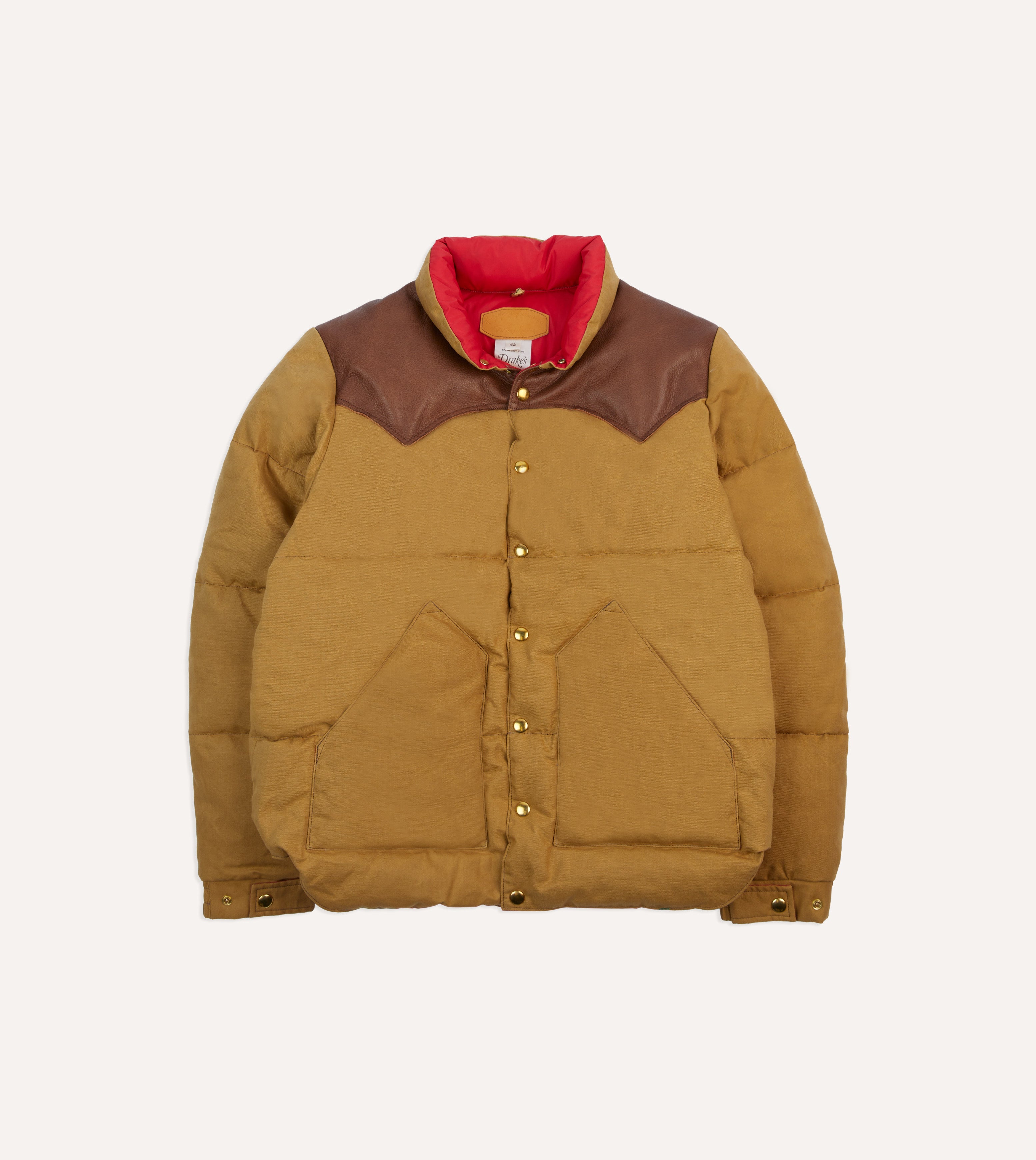 Rocky Mountain Featherbed for Drake's Tan Cotton Duck Canvas Christy Down Jacket