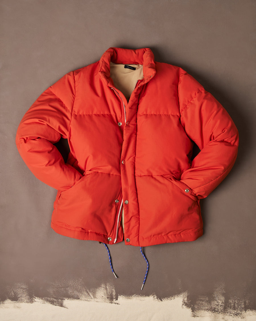 Red Cotton-Nylon Down Jacket
