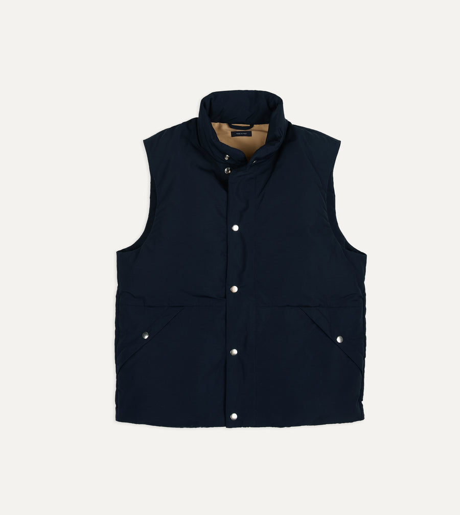Navy Cotton-Nylon Down Vest
