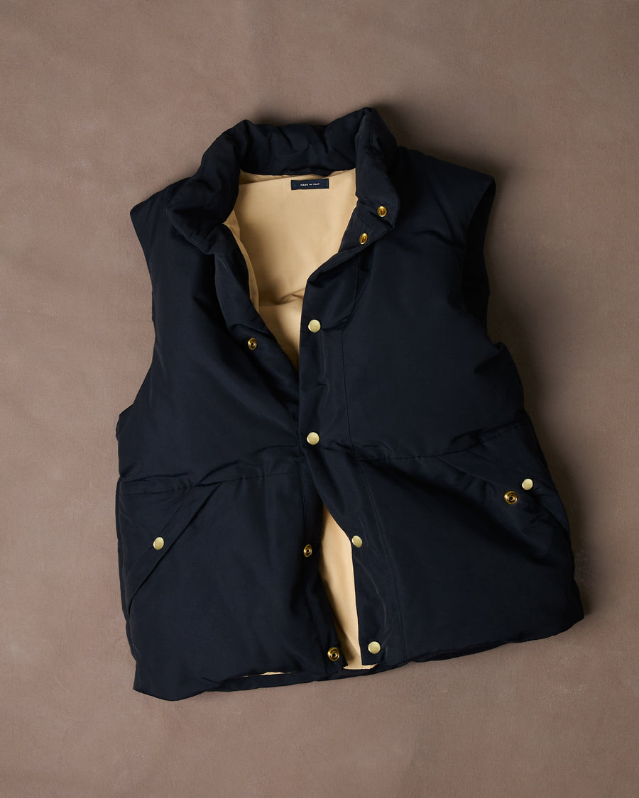 Navy Cotton-Nylon Down Vest