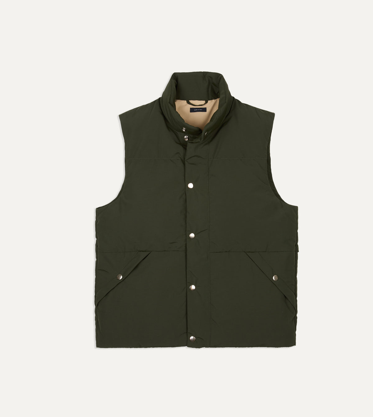 Olive Cotton-Nylon Down Vest