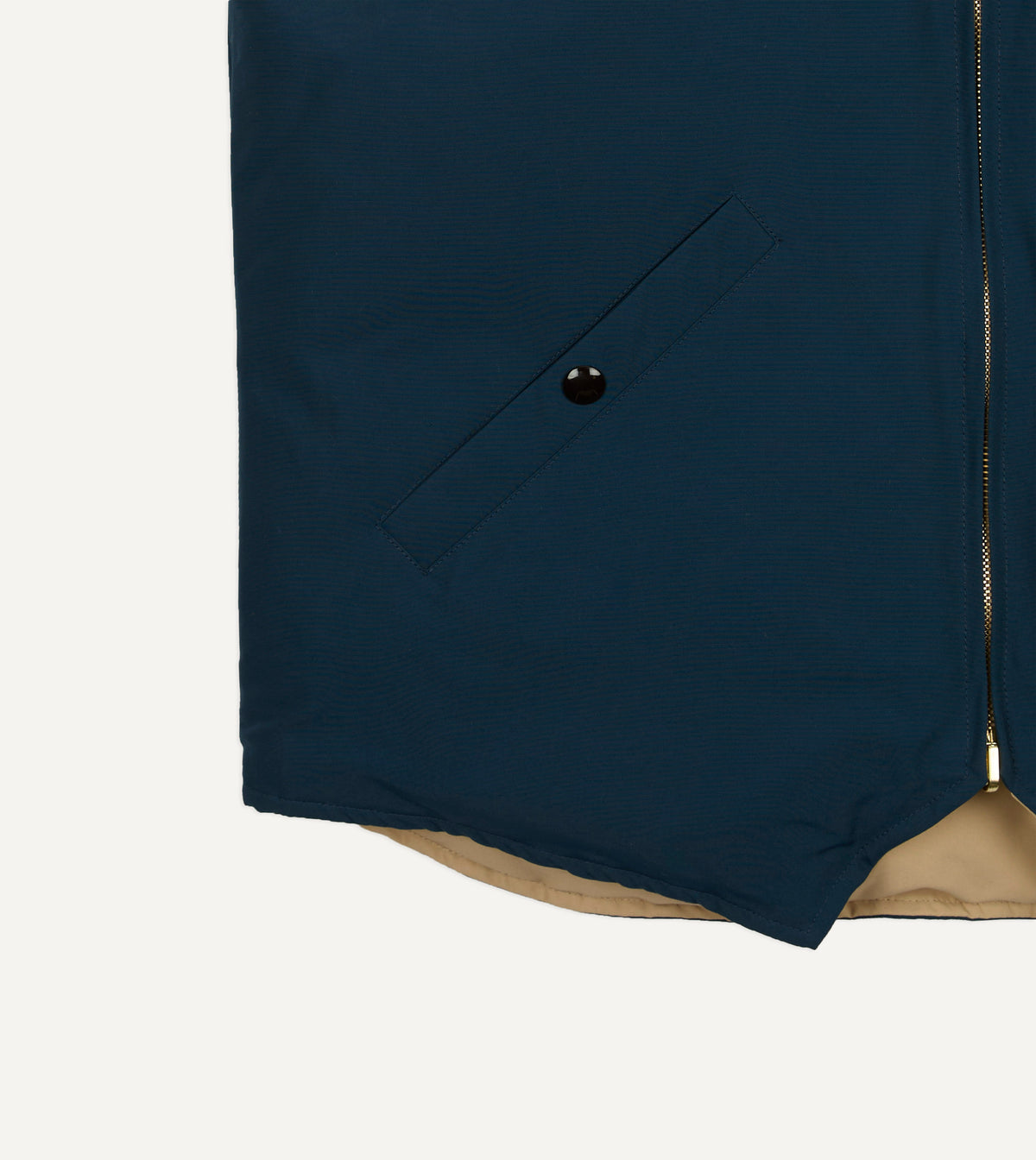 Blue and Ecru Cotton-Nylon Reversible Down Vest