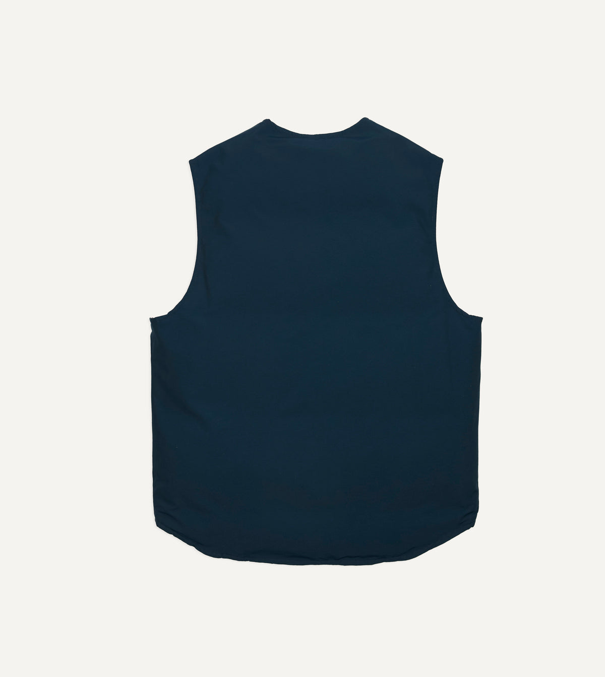 Blue and Ecru Cotton-Nylon Reversible Down Vest