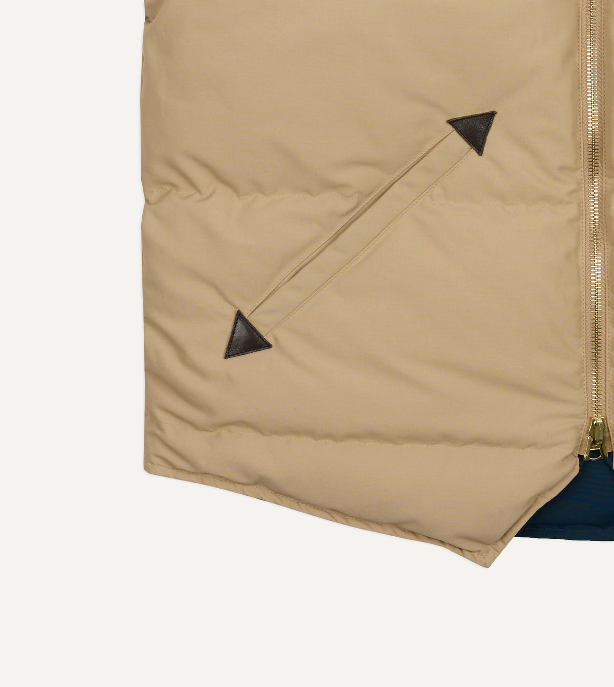 Blue and Ecru Cotton-Nylon Reversible Down Vest