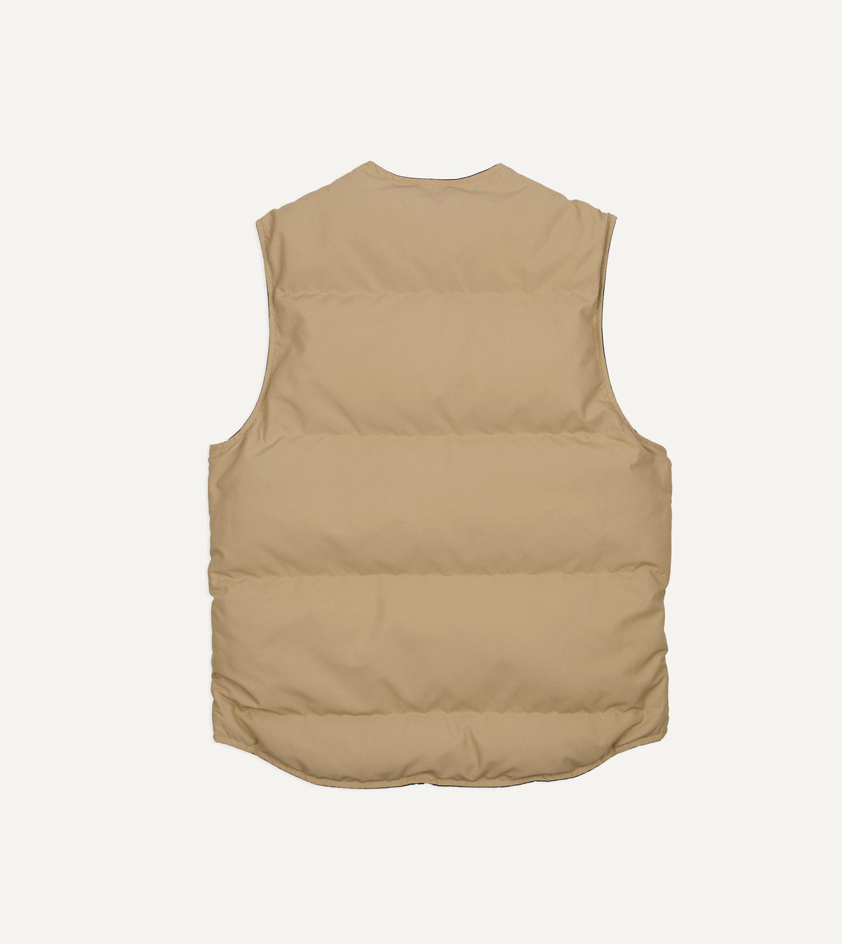 Blue and Ecru Cotton-Nylon Reversible Down Vest