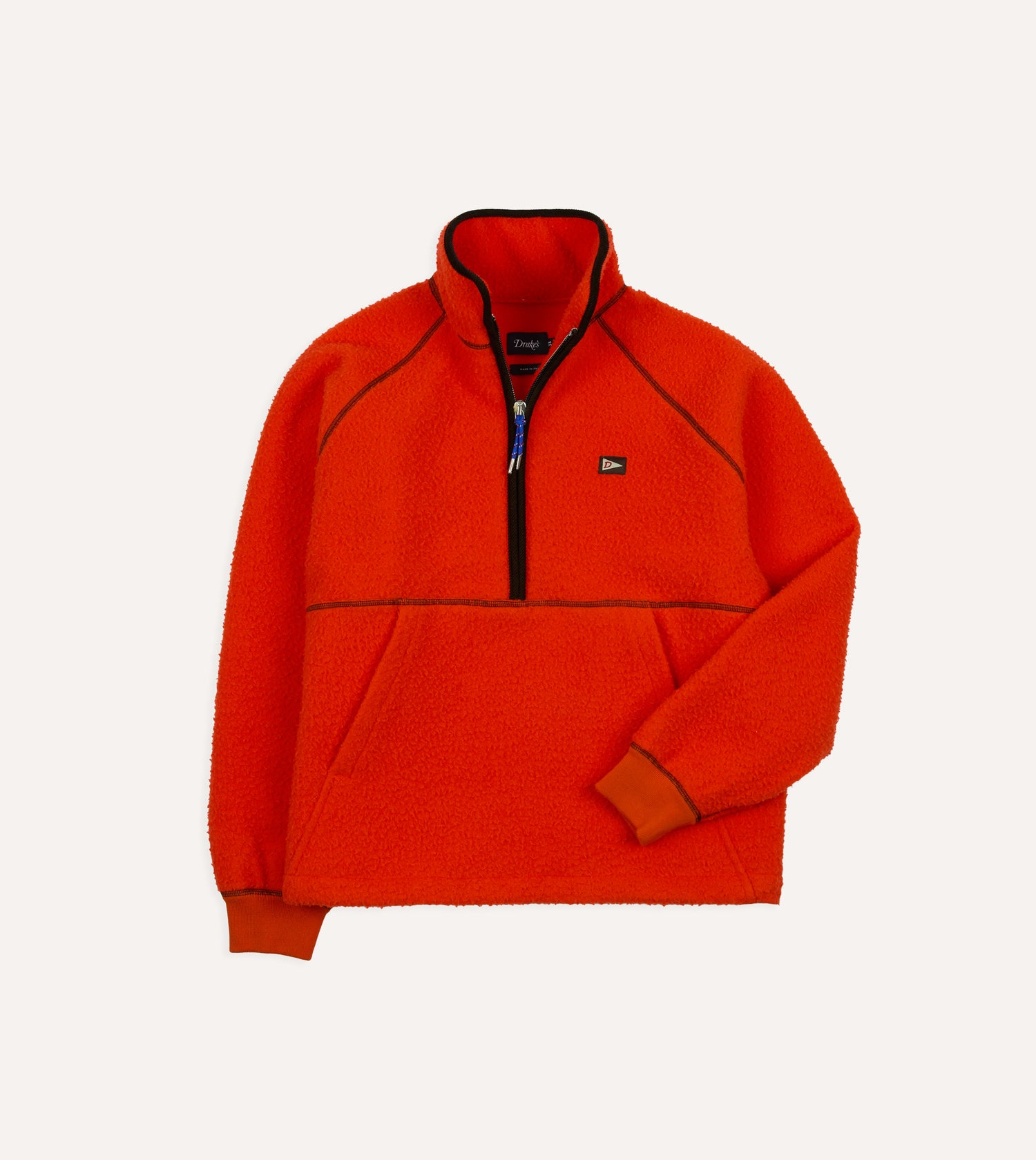 Orange Casentino Wool Half-Zip Pullover Fleece