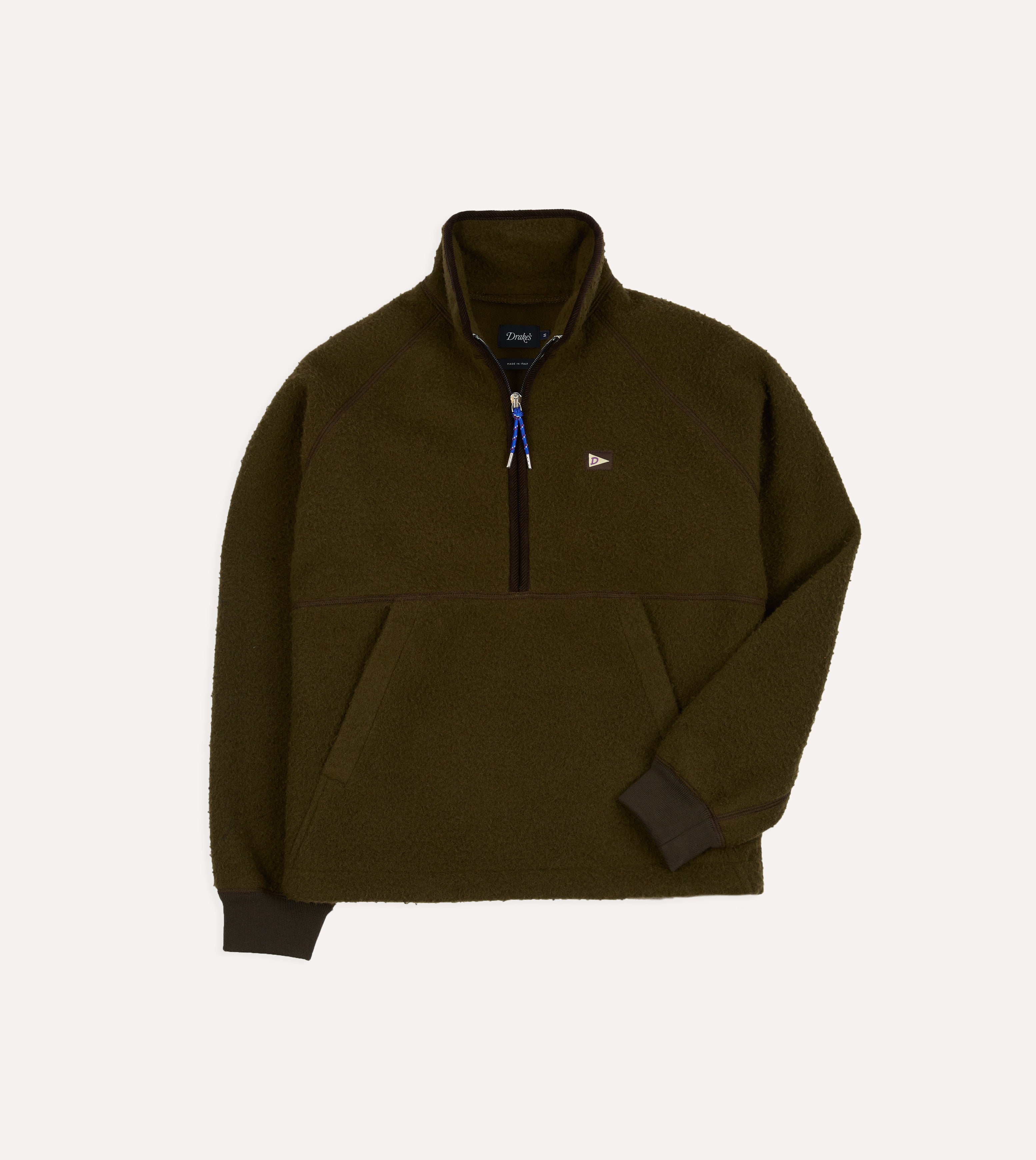 Olive Casentino Wool Half-Zip Pullover Fleece