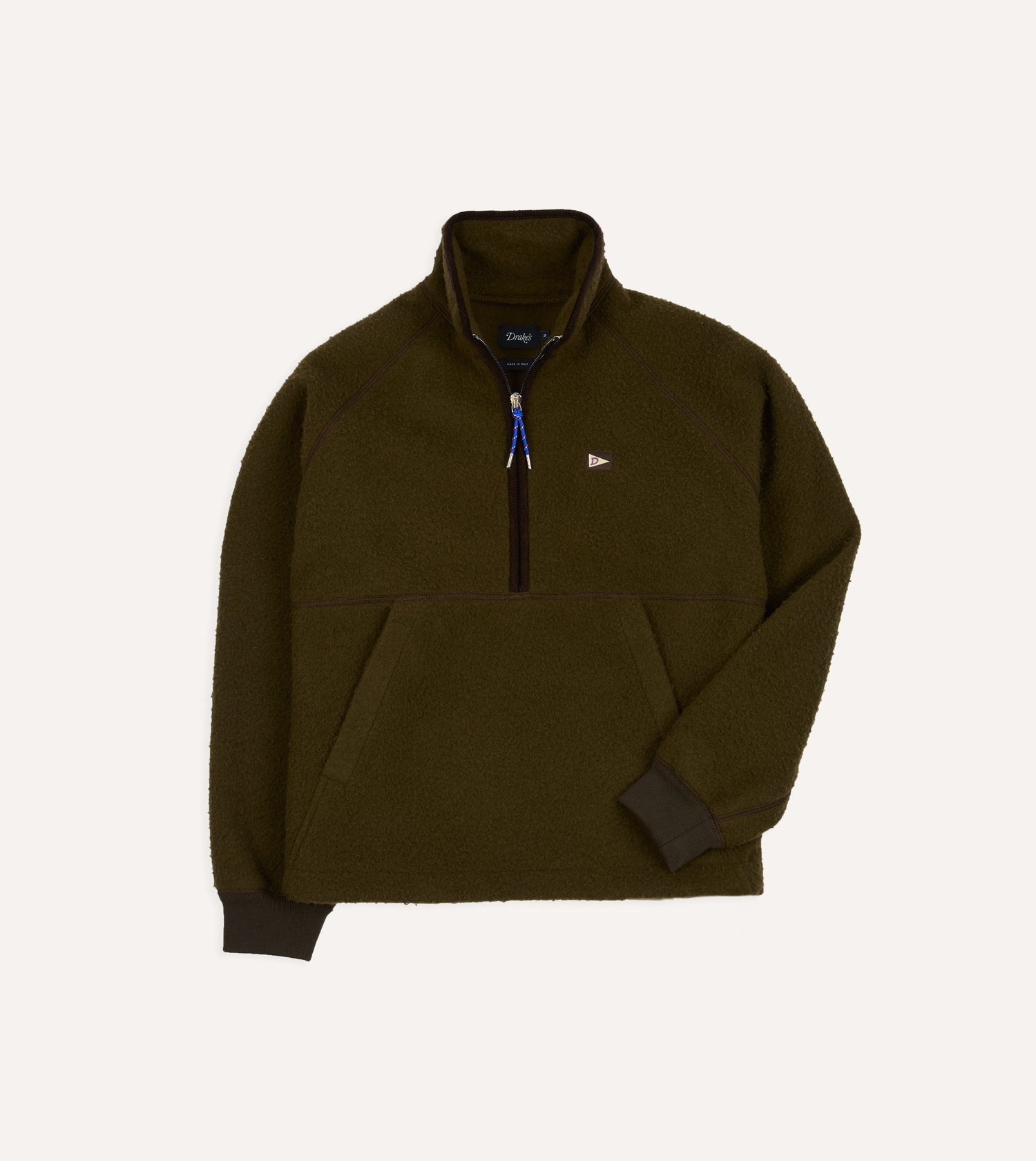 Olive Casentino Wool Half-Zip Pullover Fleece