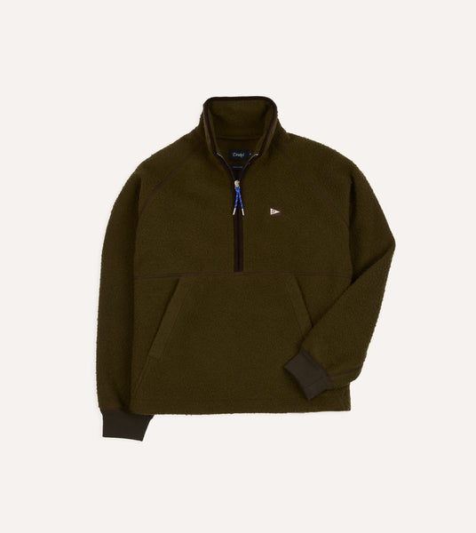 Olive Casentino Wool Half-Zip Pullover Fleece – Drakes US