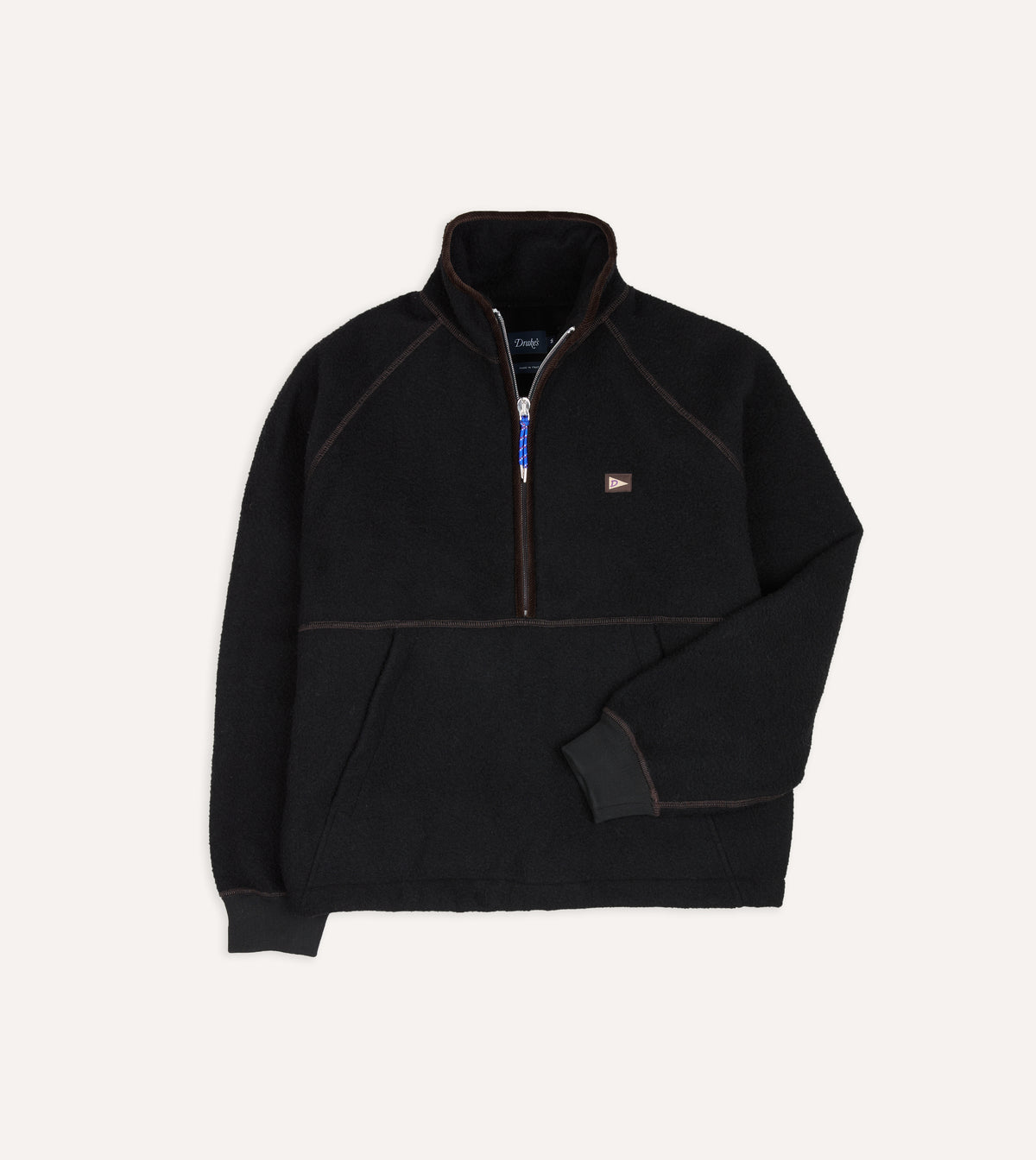 Black Casentino Wool Half-Zip Pullover Fleece