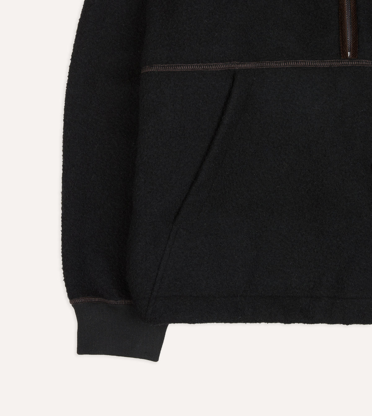Black Casentino Wool Half-Zip Pullover Fleece