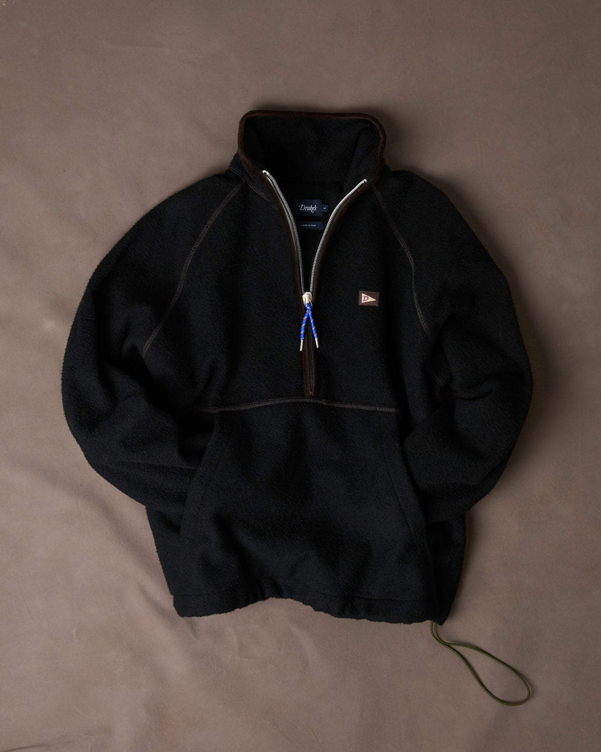 Black Casentino Wool Half-Zip Pullover Fleece