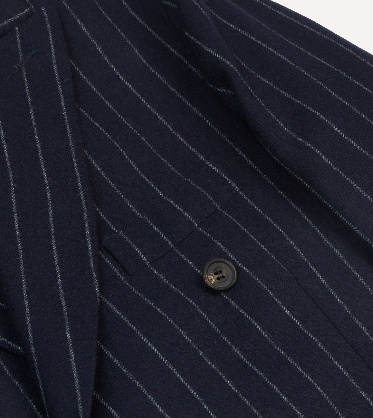 Navy Chalkstripe Wool Double-Breasted Tailored Jacket