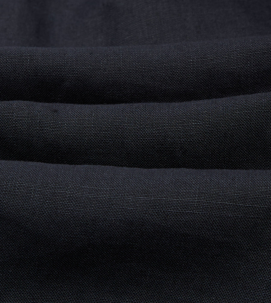 Navy Linen Double-Breasted Tailored Jacket