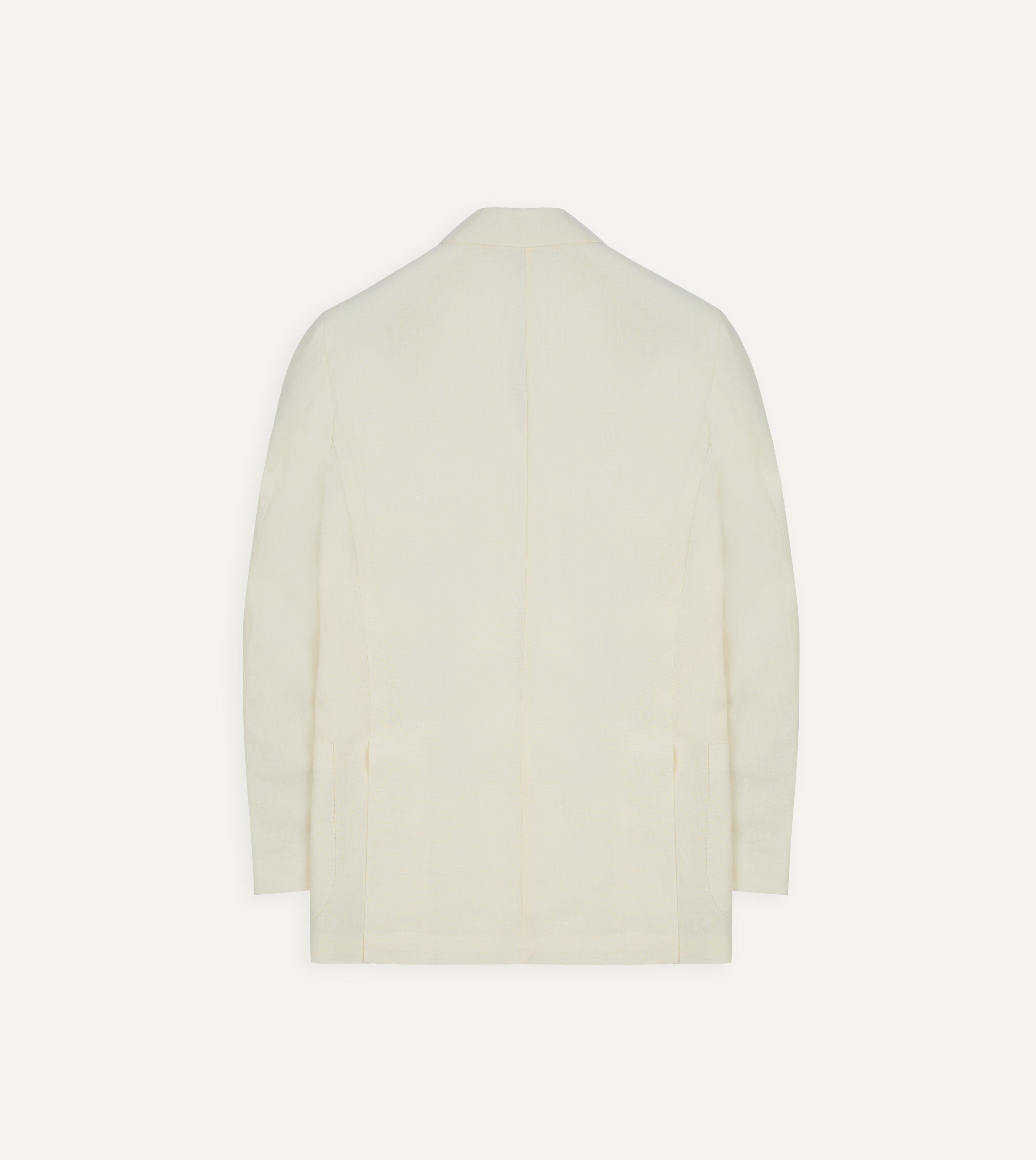 Ecru Linen Double-Breasted Tailored Jacket