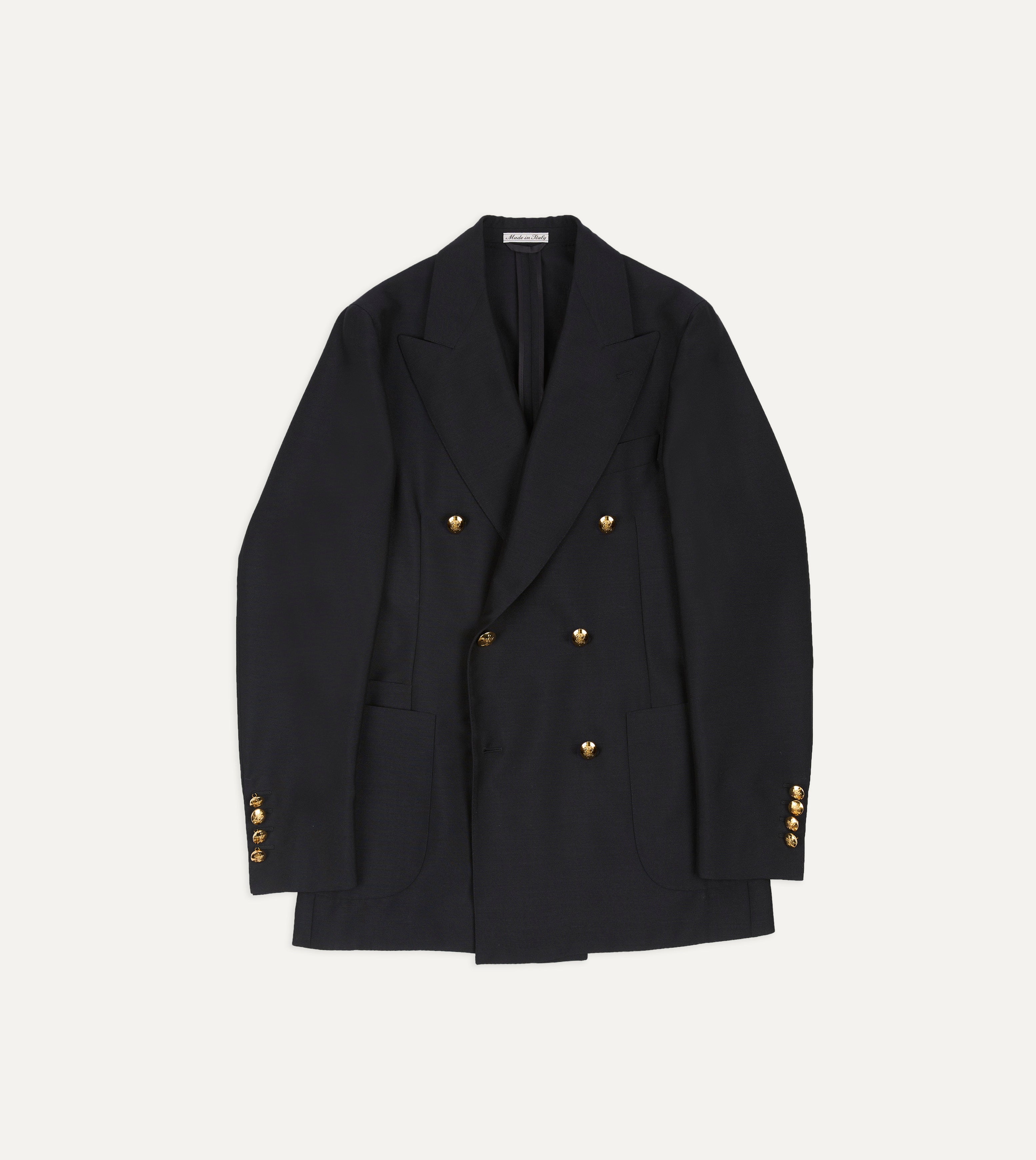 Navy Wool-Mohair Double-Breasted Travel Blazer