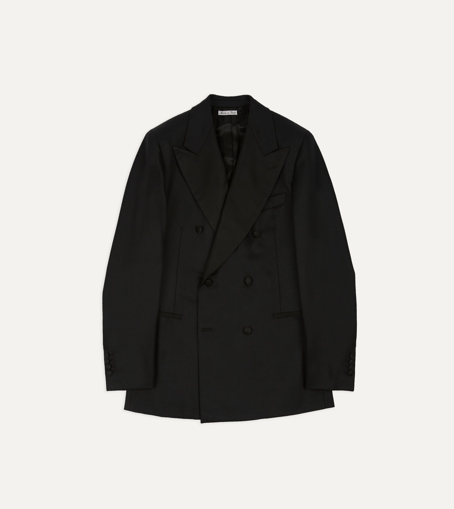 Black Barathea Wool Double-Breasted Dinner Jacket