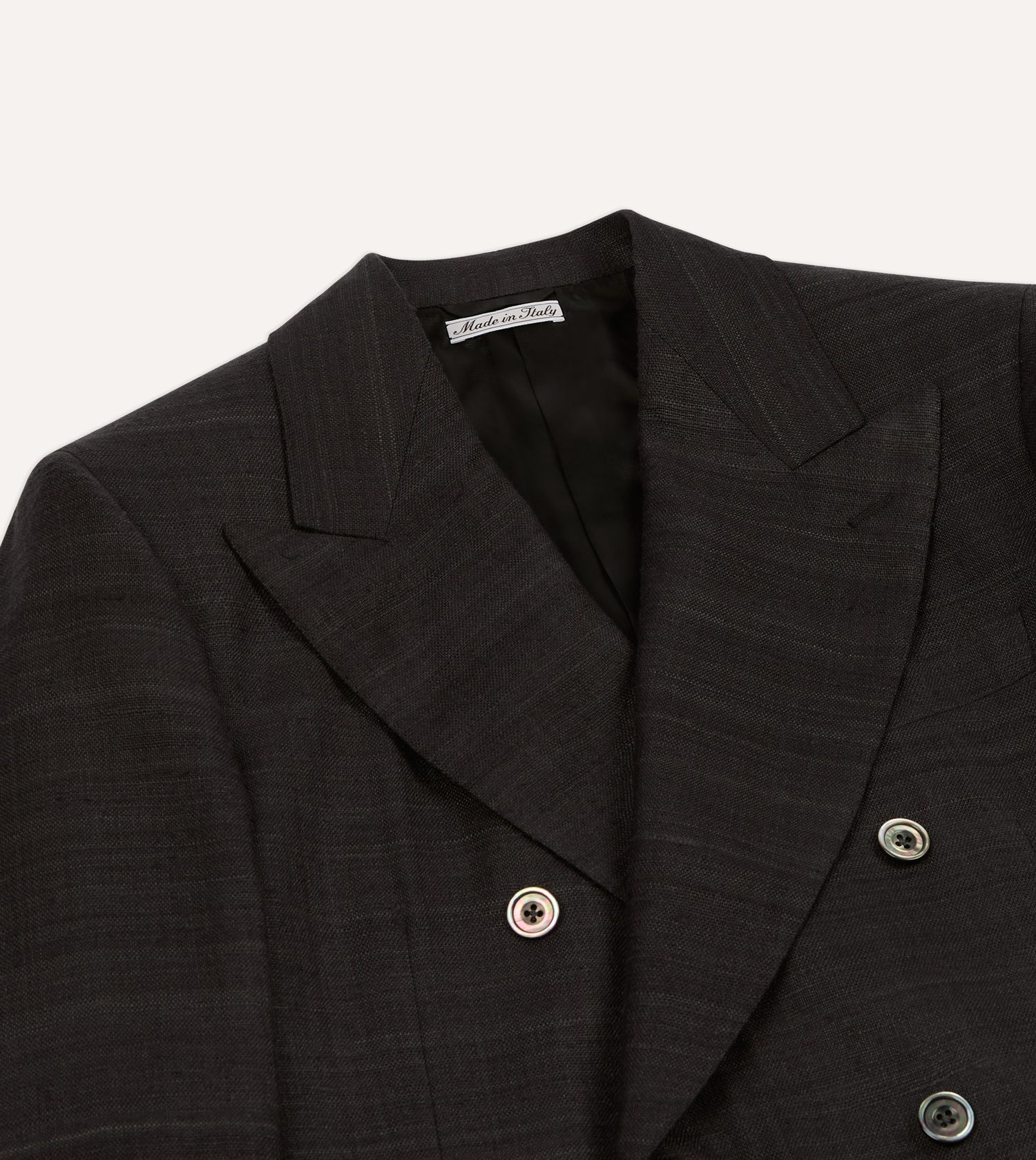 Black Tussah Silk Double-Breasted Evening Jacket