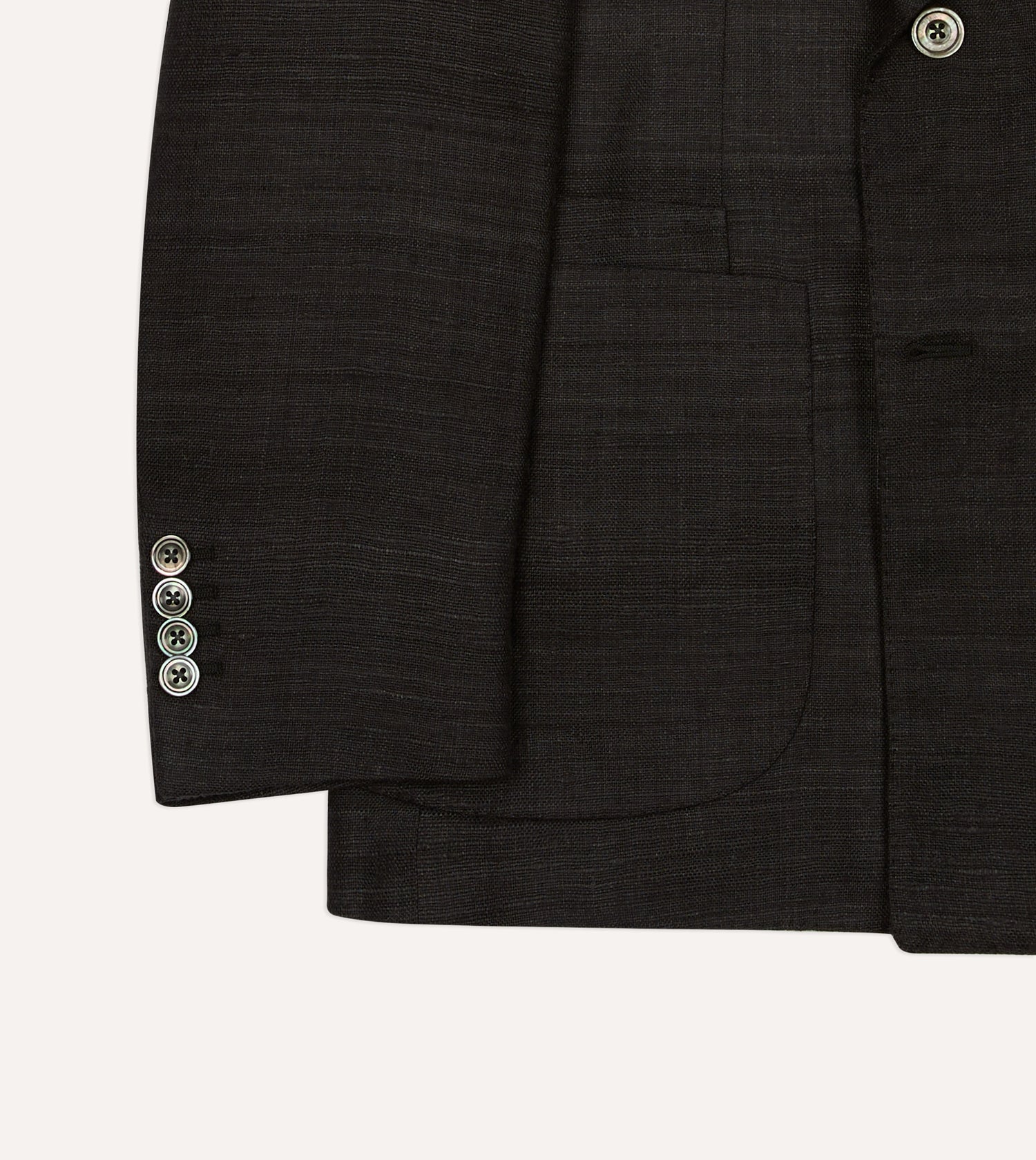 Black Tussah Silk Double-Breasted Evening Jacket